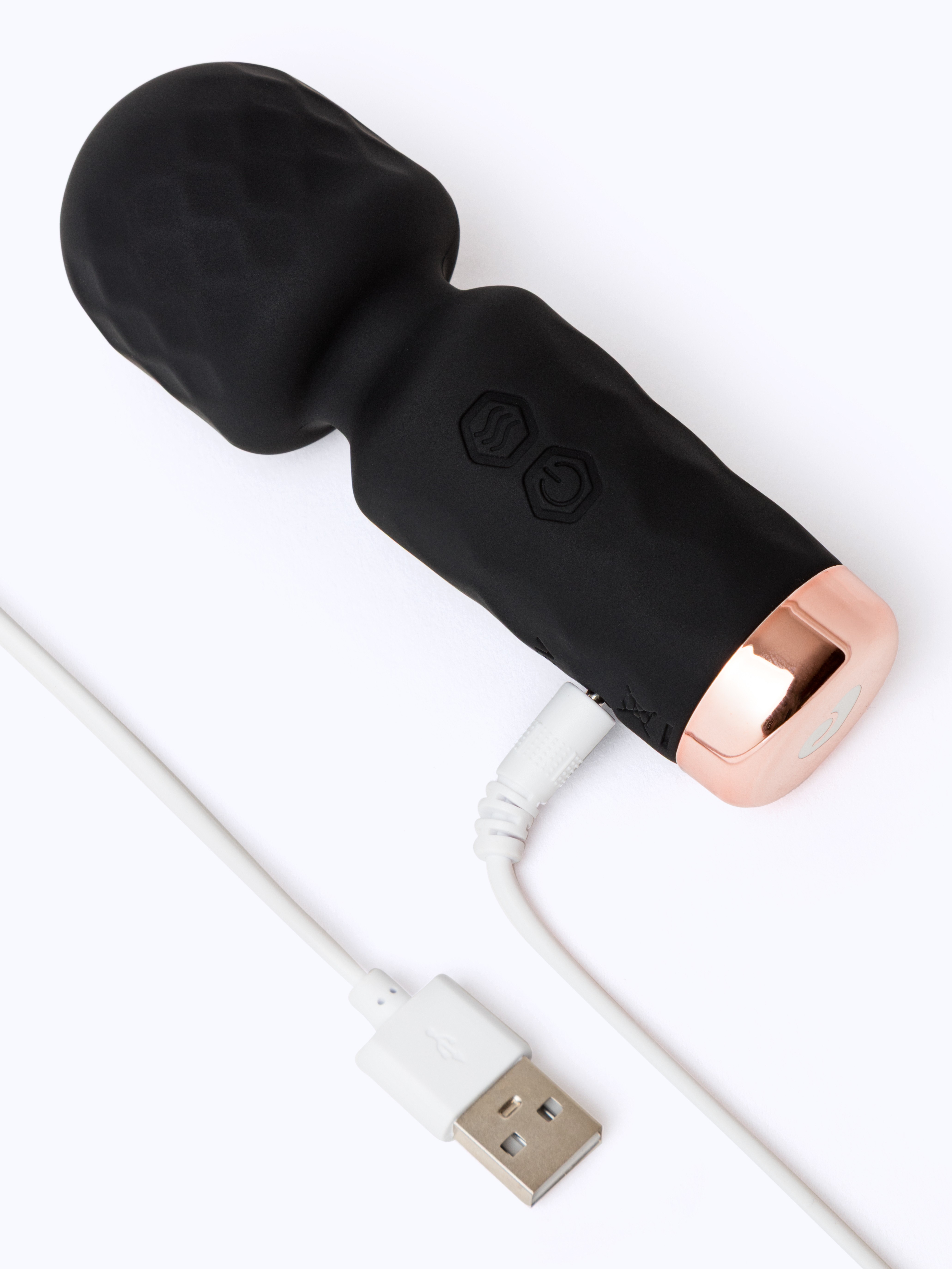 Lovehoney Mini Black Silicone Wand Vibrator, Black, hi-res