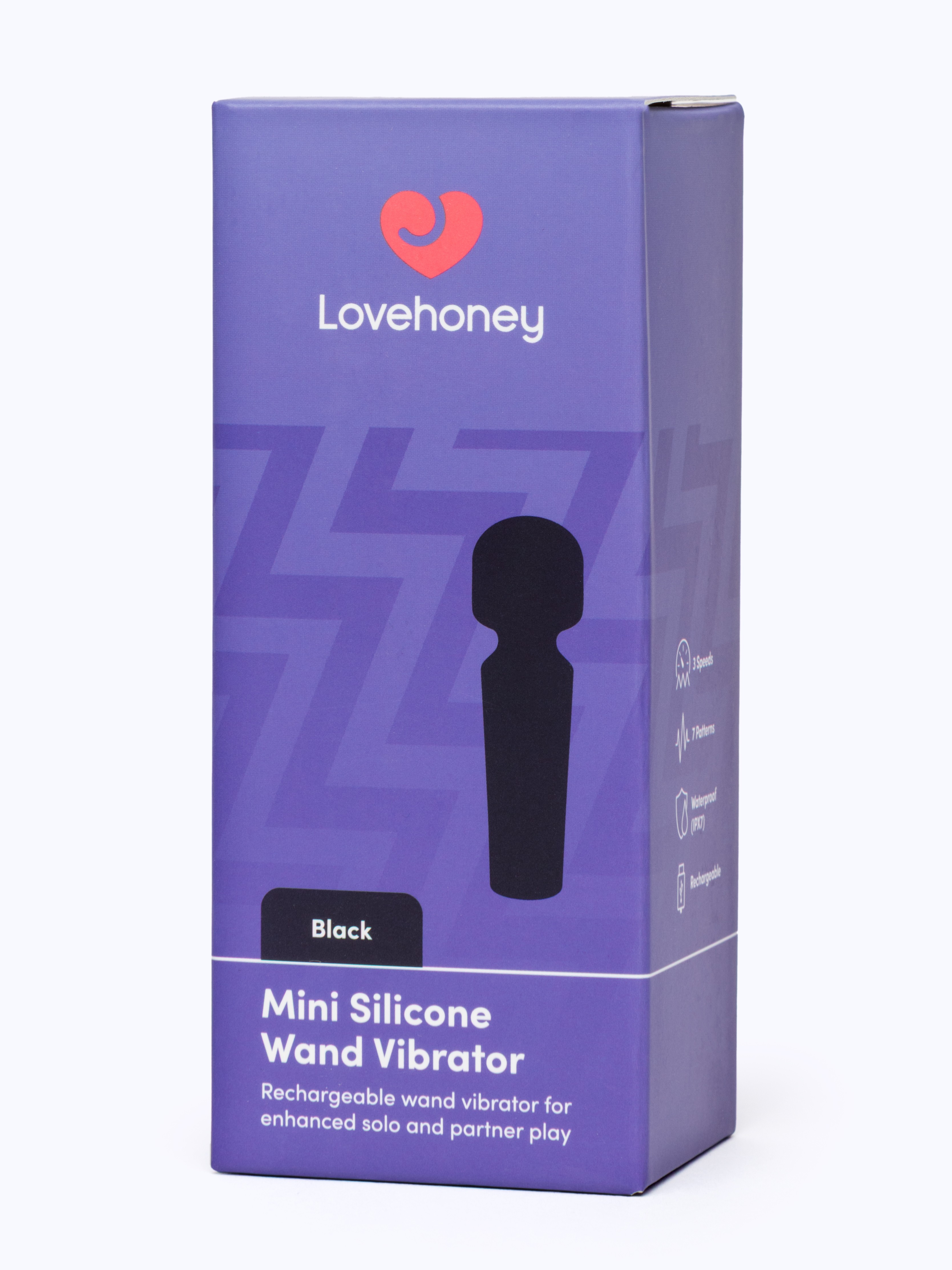 Lovehoney Mini Black Silicone Wand Vibrator, Black, hi-res