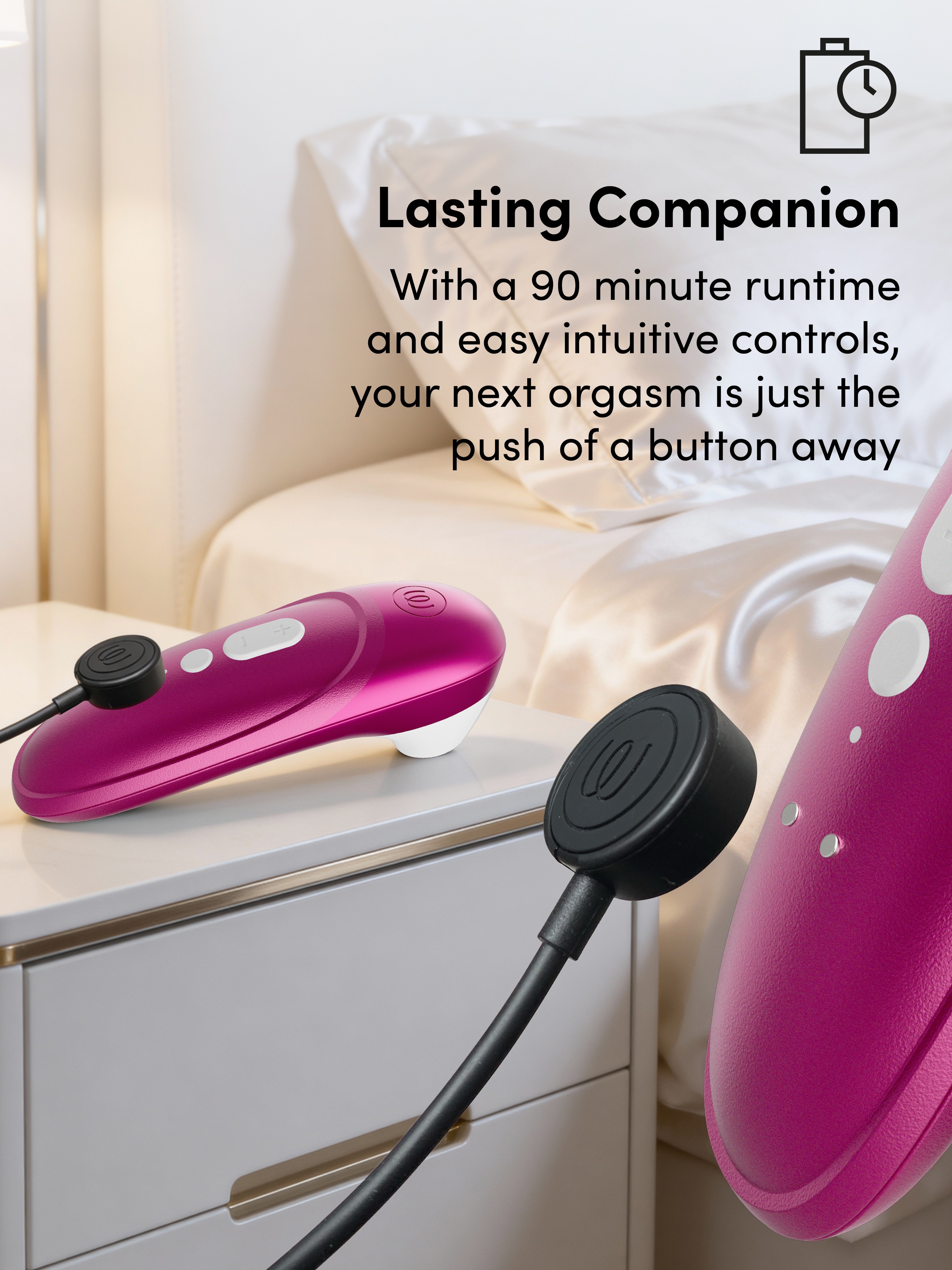 Womanizer Pro Vibrant Pink Rechargeable Clitoral Suction Stimulator, Pink, hi-res