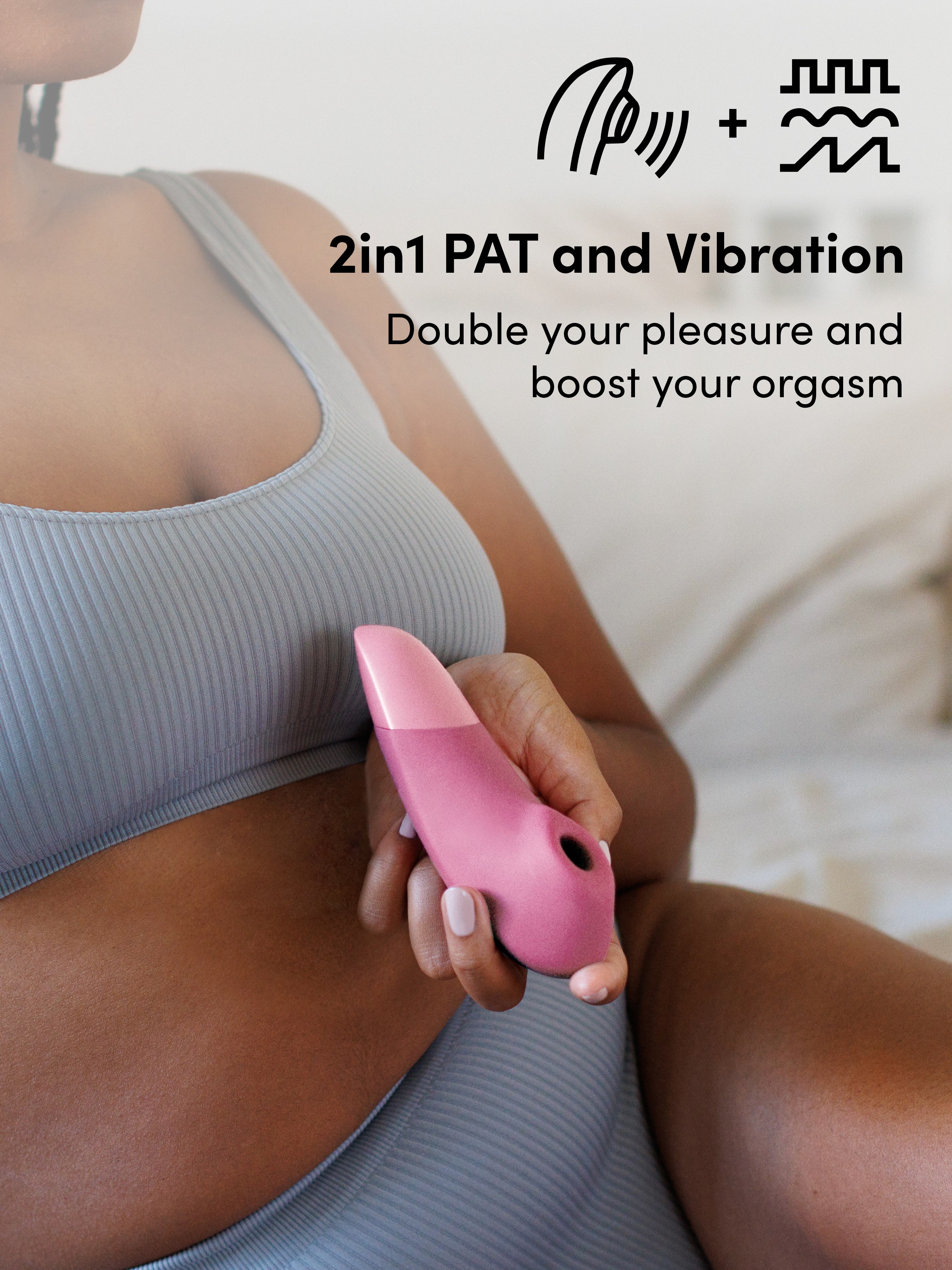 Womanizer Enhance Special Edition Pink Rose Pleasure Air Clitoral Vibrator, Light Pink, hi-res