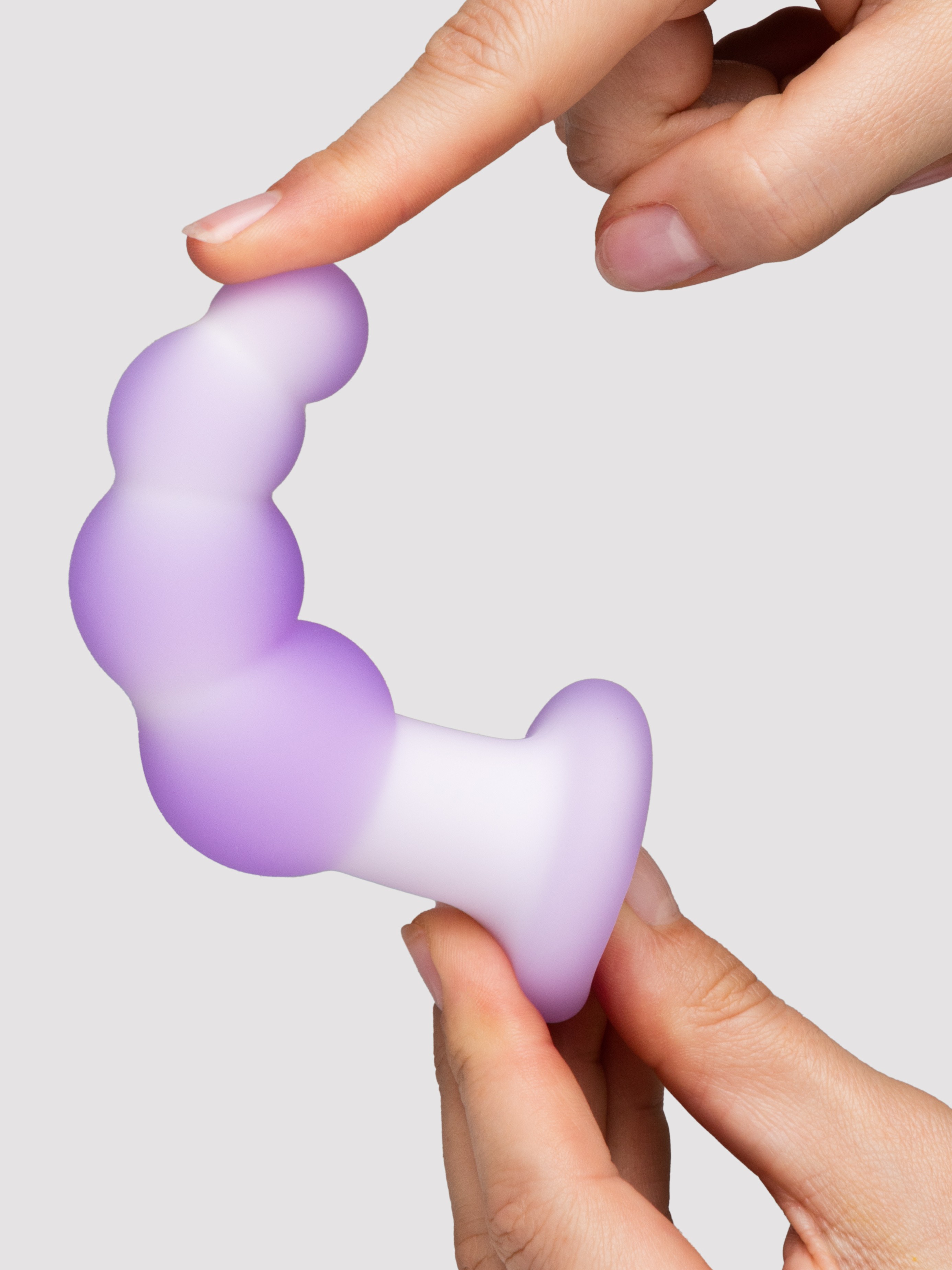 Lavender Haze Beaded Curved Vibrating Anal Probe, Purple, hi-res