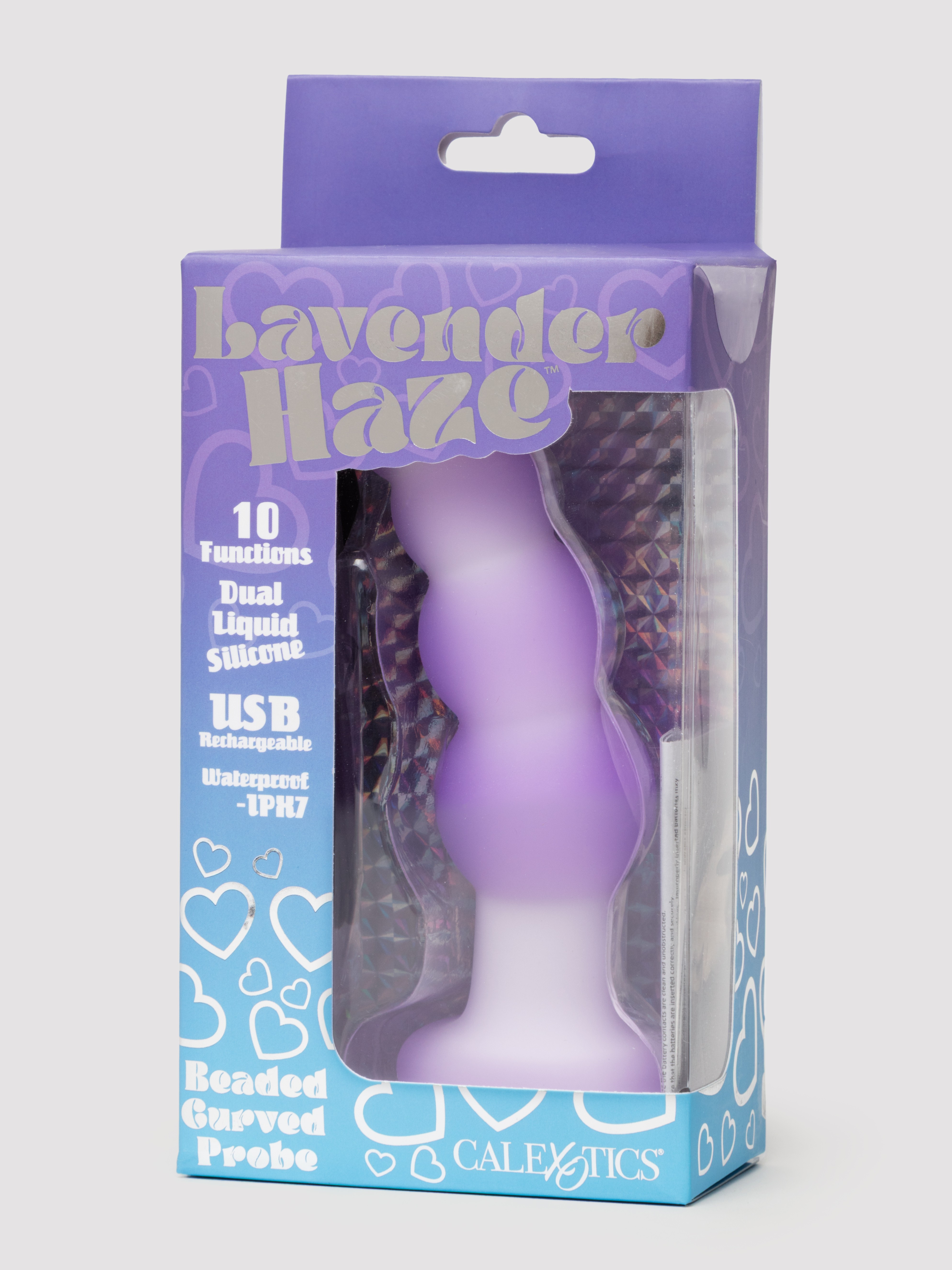 Lavender Haze Beaded Curved Vibrating Anal Probe, Purple, hi-res