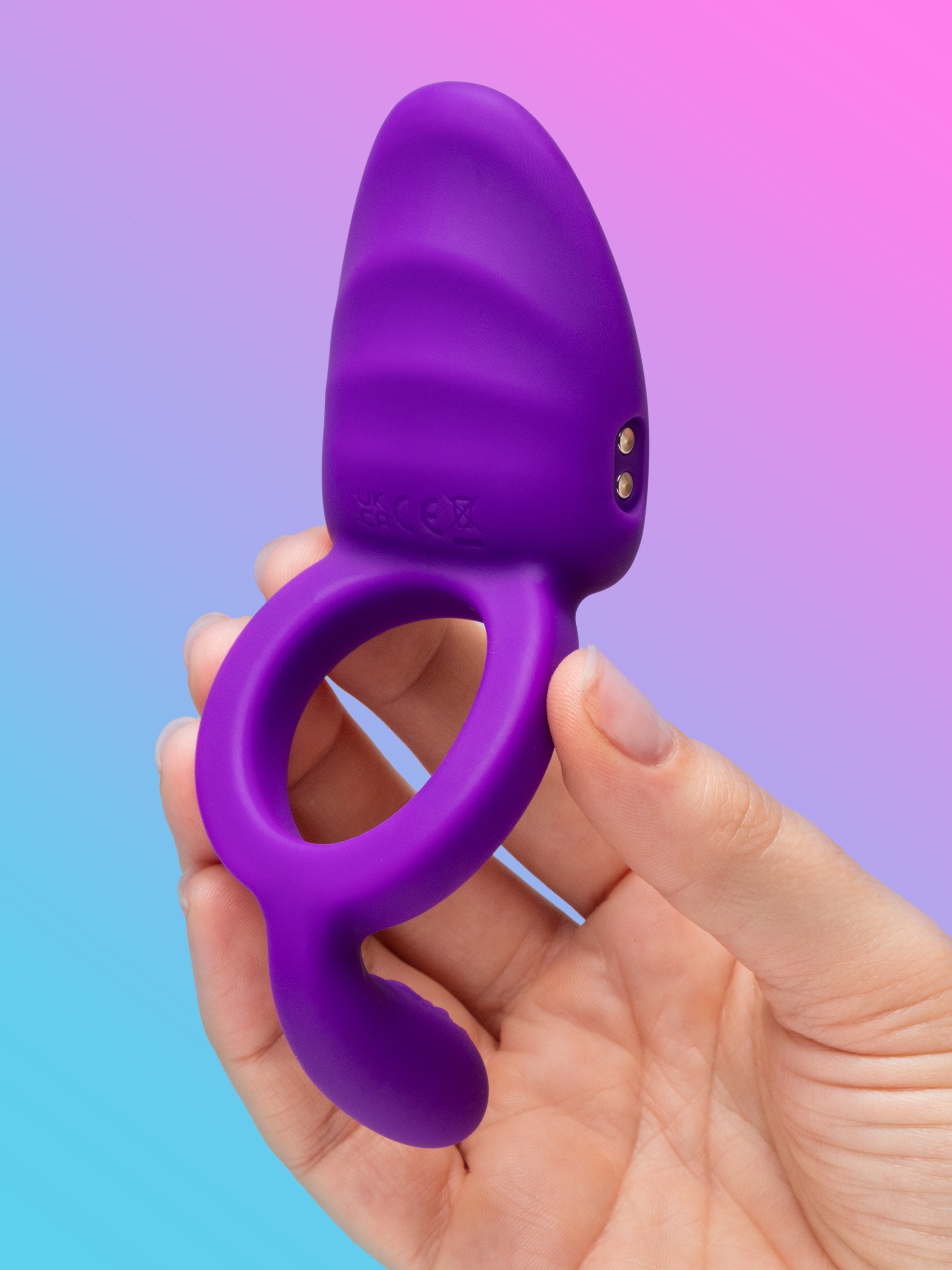 Closer Intimate Passion Rechargeable Dual Stimulation Cock Ring, Purple, hi-res