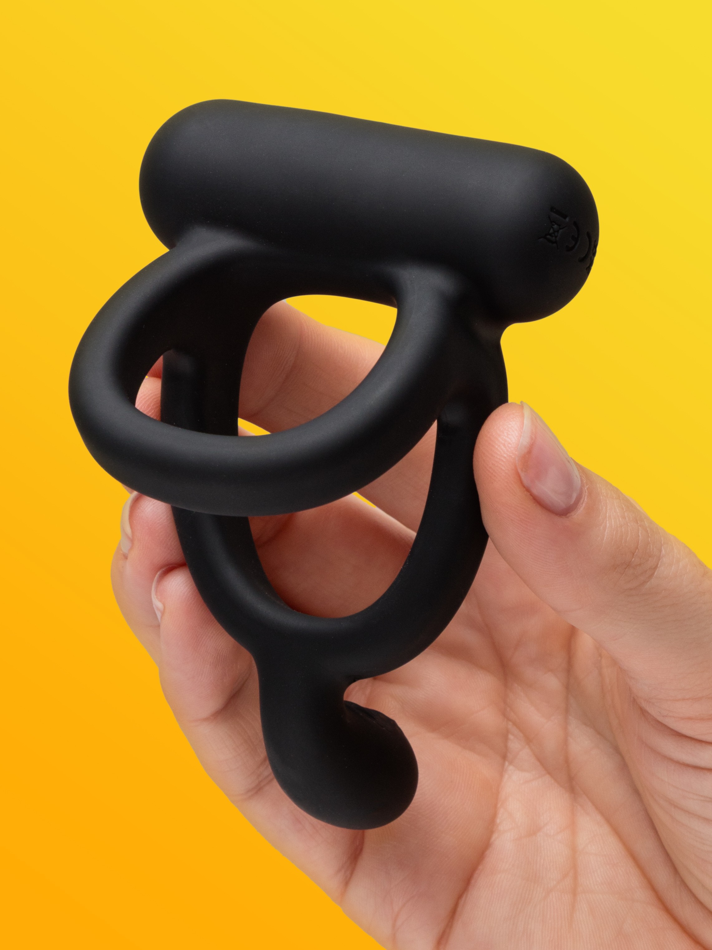 Closer Intimate Caress Rechargeable Taint Stimulation Cock Ring, Black, hi-res