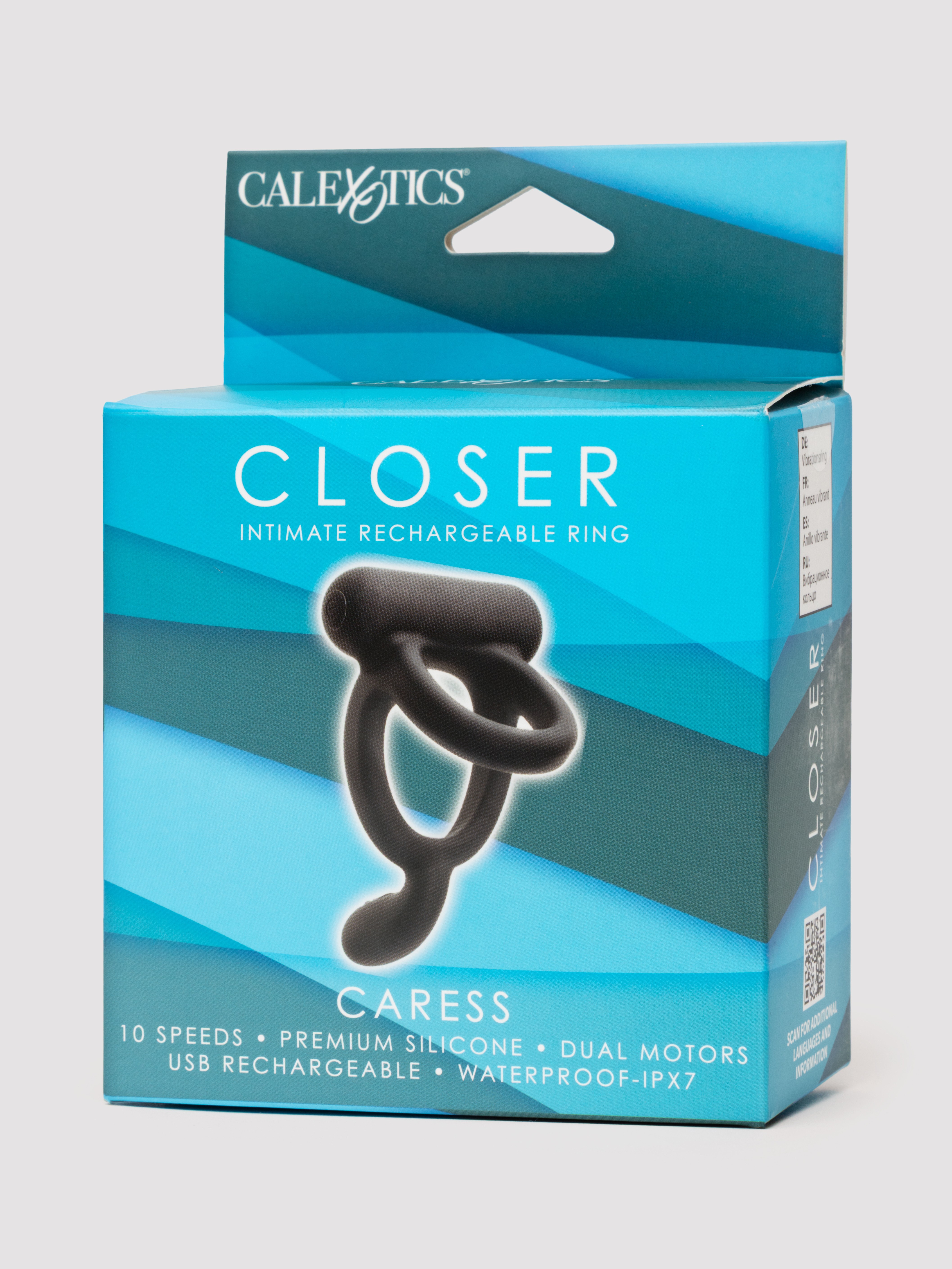 Closer Intimate Caress Rechargeable Taint Stimulation Cock Ring, Black, hi-res