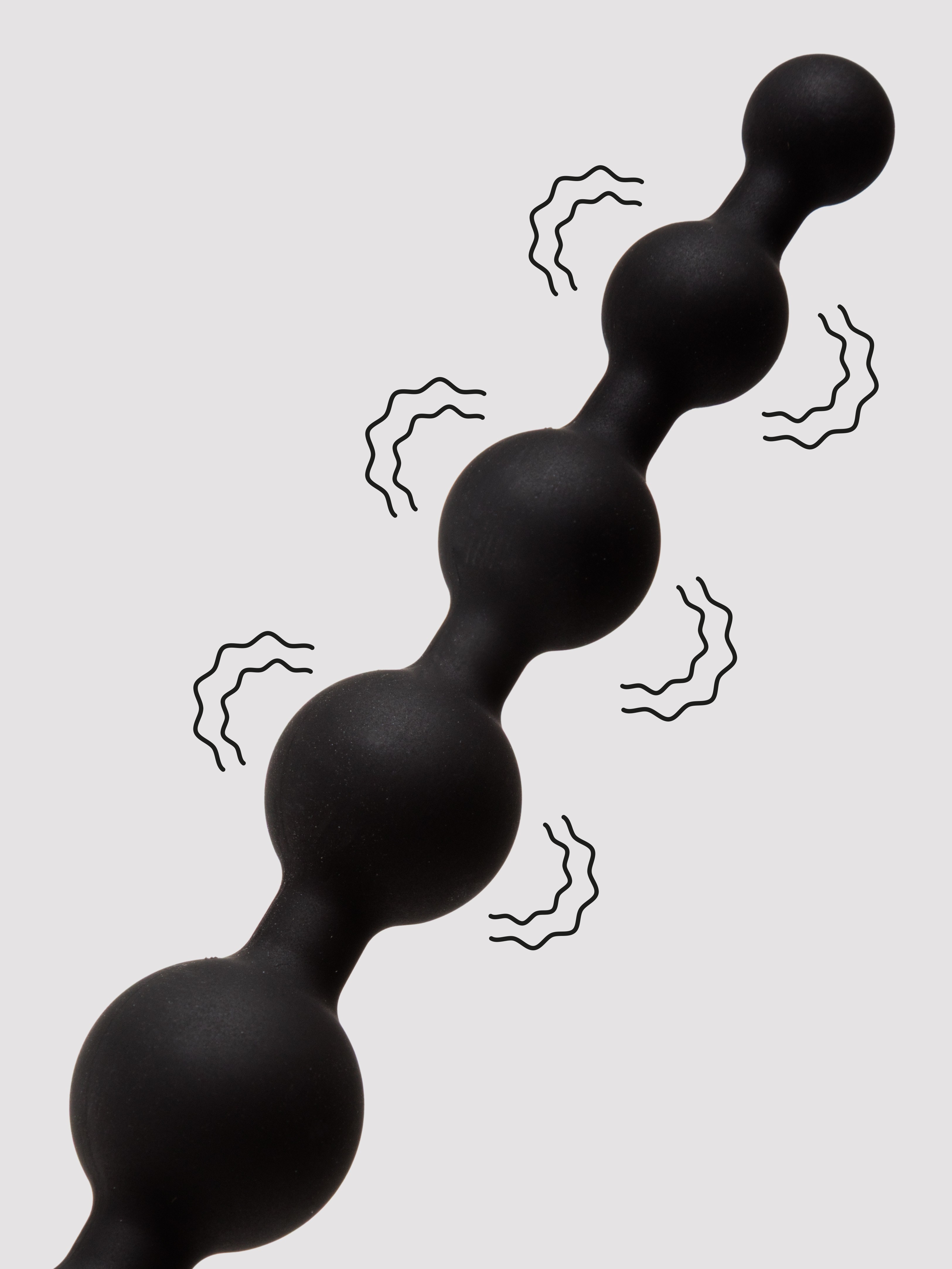 Power Beads X-10 Vibrating Rechargeable Anal Beads, Black, hi-res