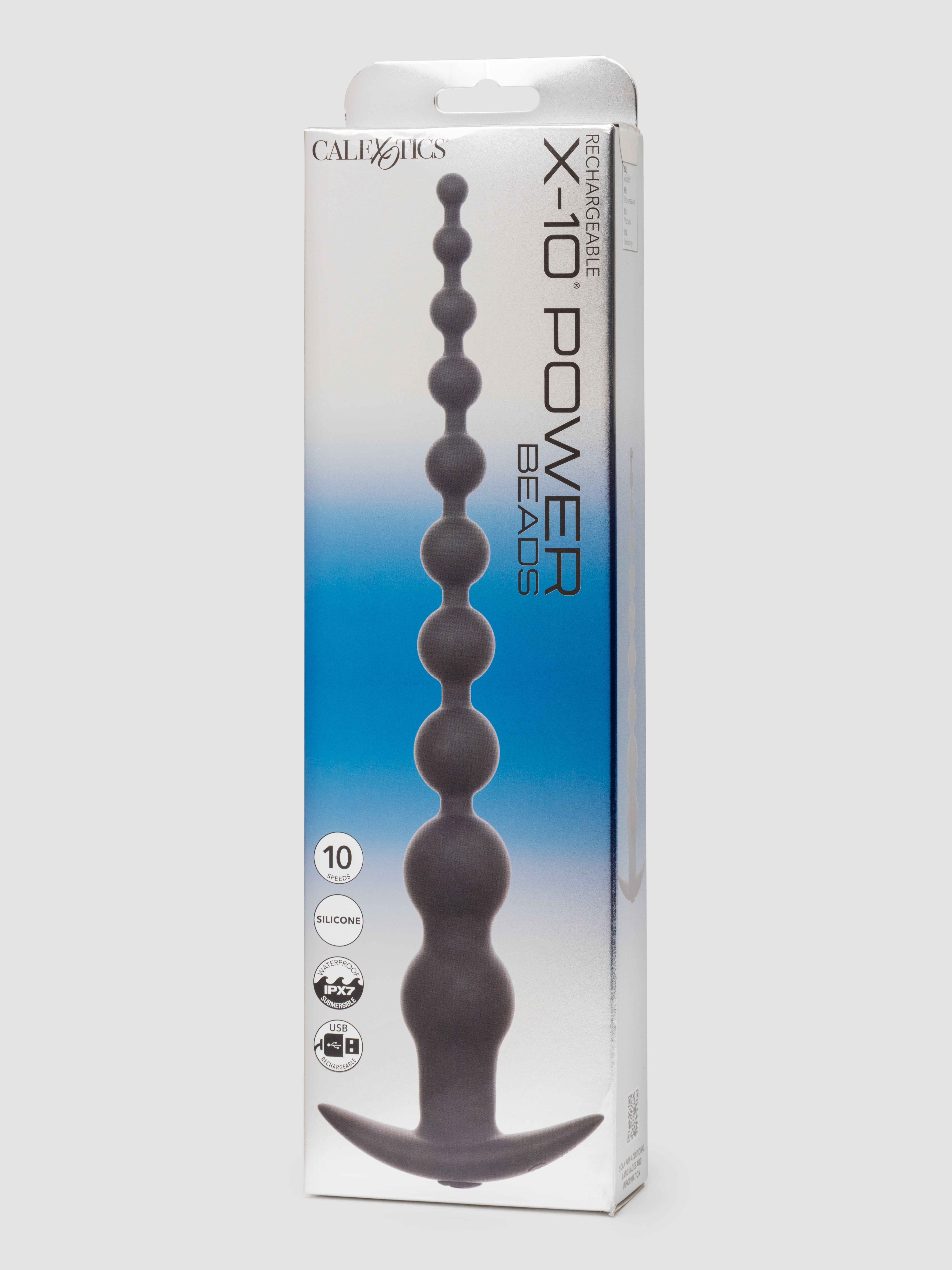 Power Beads X-10 Vibrating Rechargeable Anal Beads, Black, hi-res