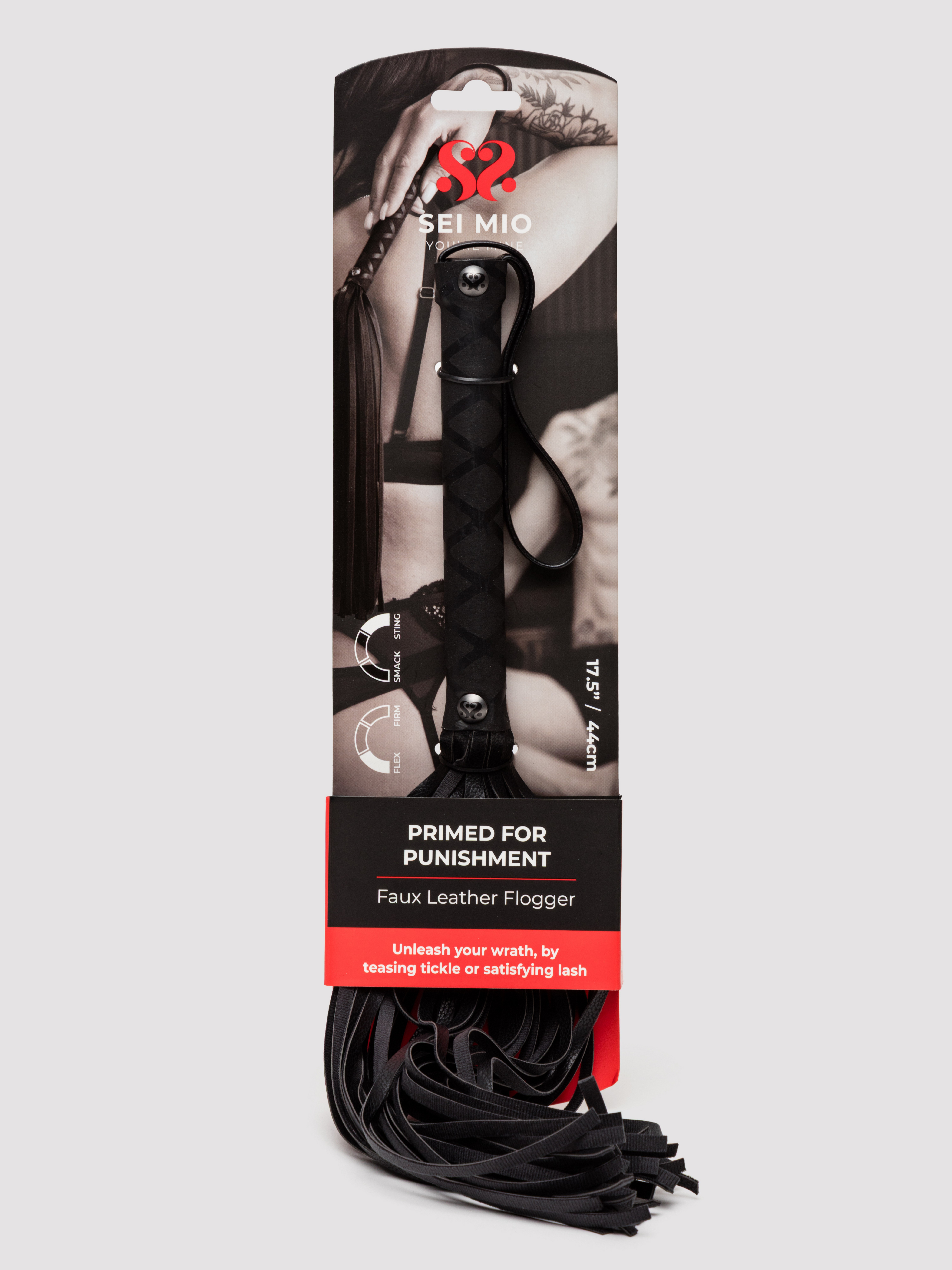 SEI MIO Primed for Punishment Faux Leather Flogger, Black, hi-res