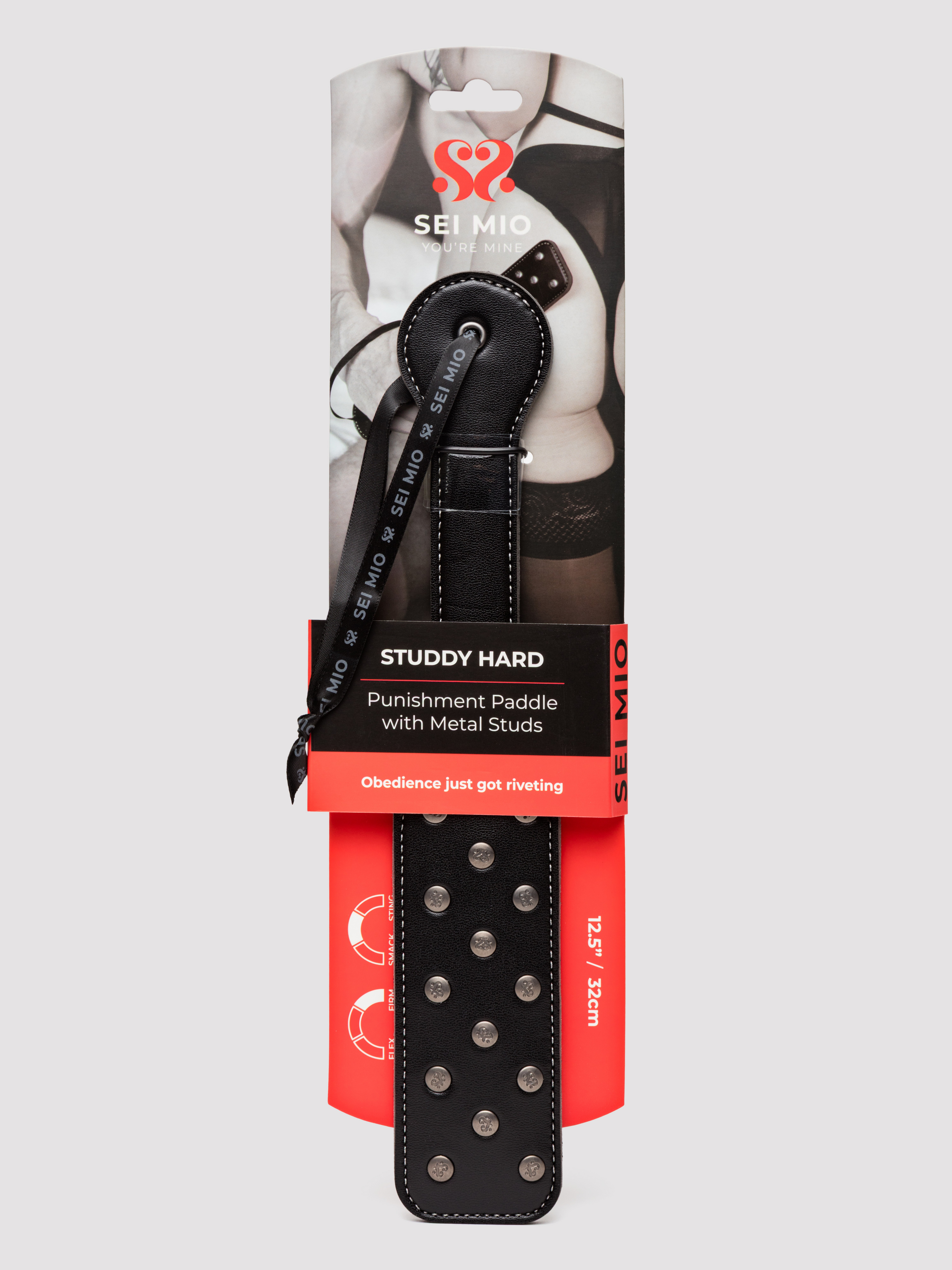 SEI MIO Studdy Hard Punishment Paddle with Studs, Black, hi-res