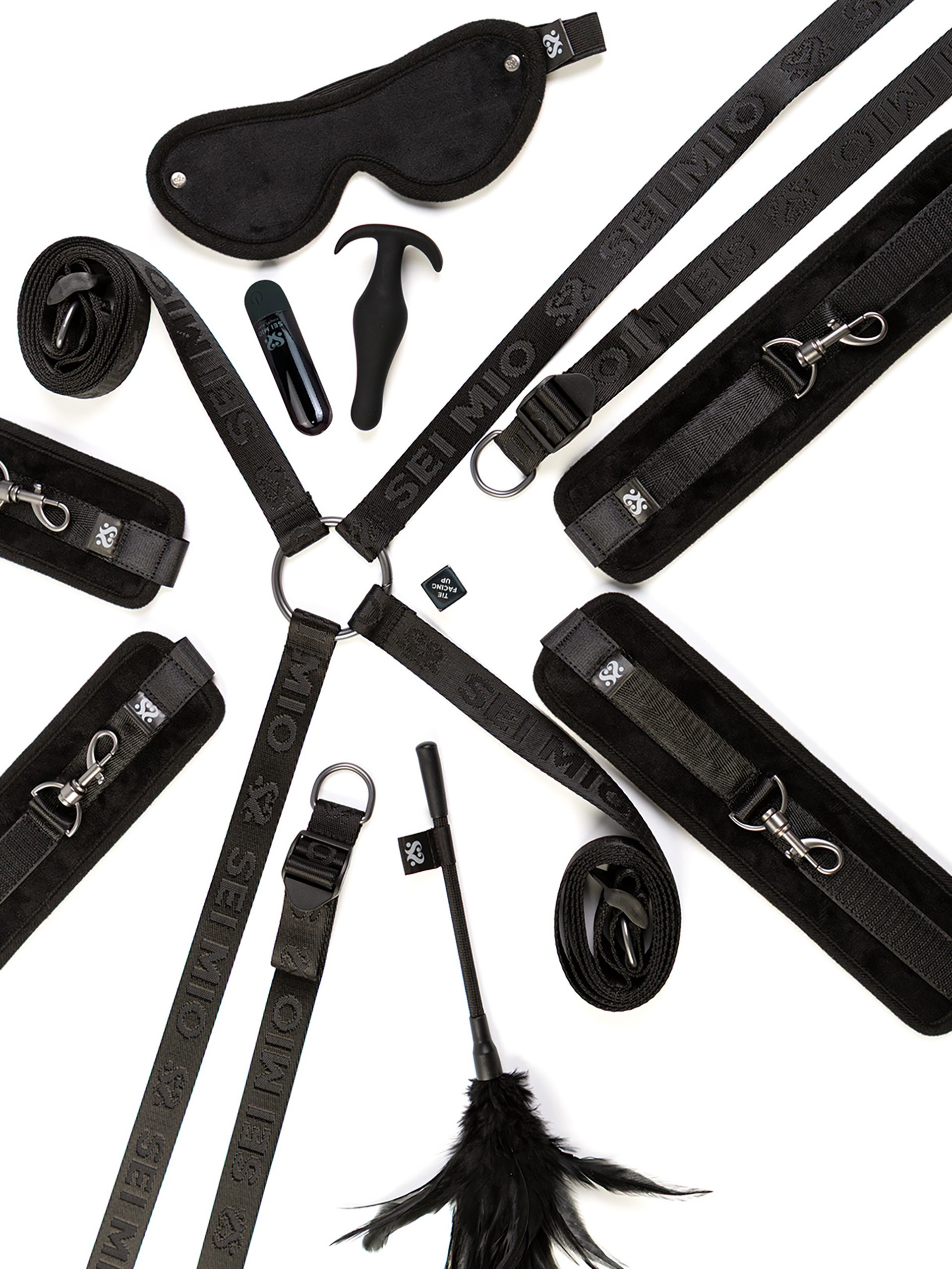 SEI MIO Complete Surrender The Ultimate Bed Tether Seduction Set, Black, hi-res