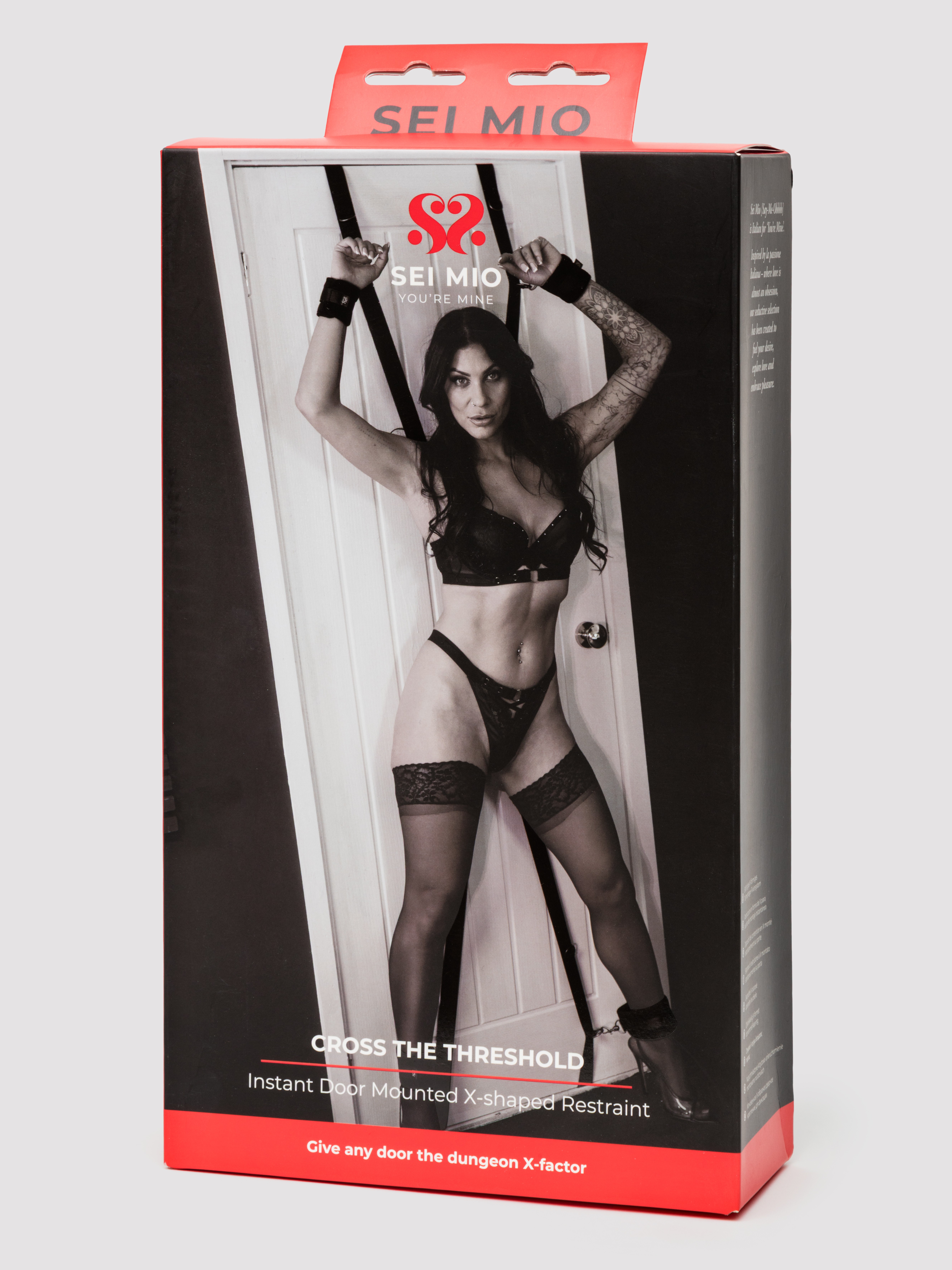 SEI MIO Cross the Threshold Door Based Bondage Cross System Set, Black, hi-res