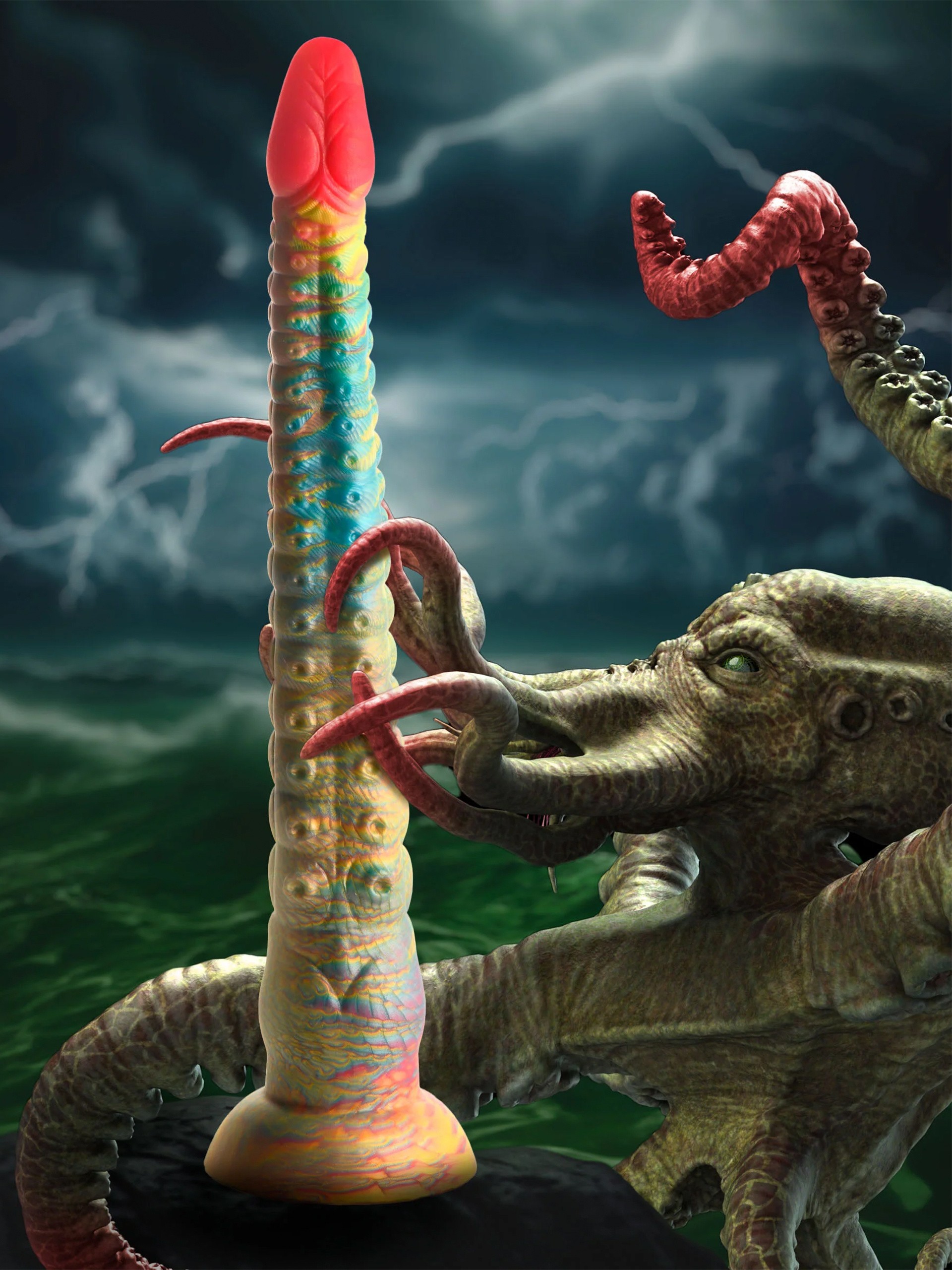 Creature Cocks Tenta-Dick Tentacle Silicone Dildo, Red, hi-res