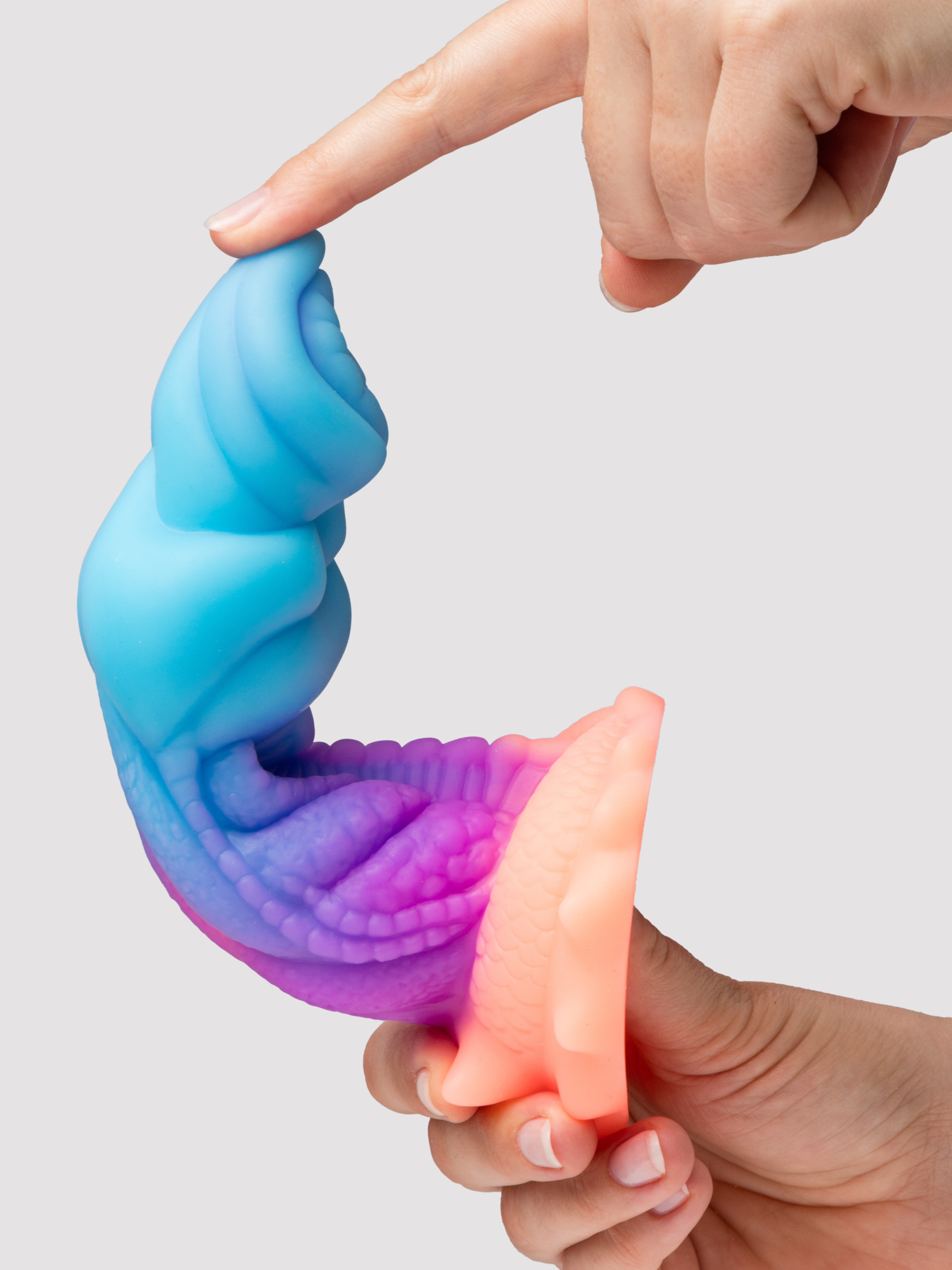 Creature Cocks Aqua-Cock Glow-in-the-Dark Silicone Dildo, Blue, hi-res