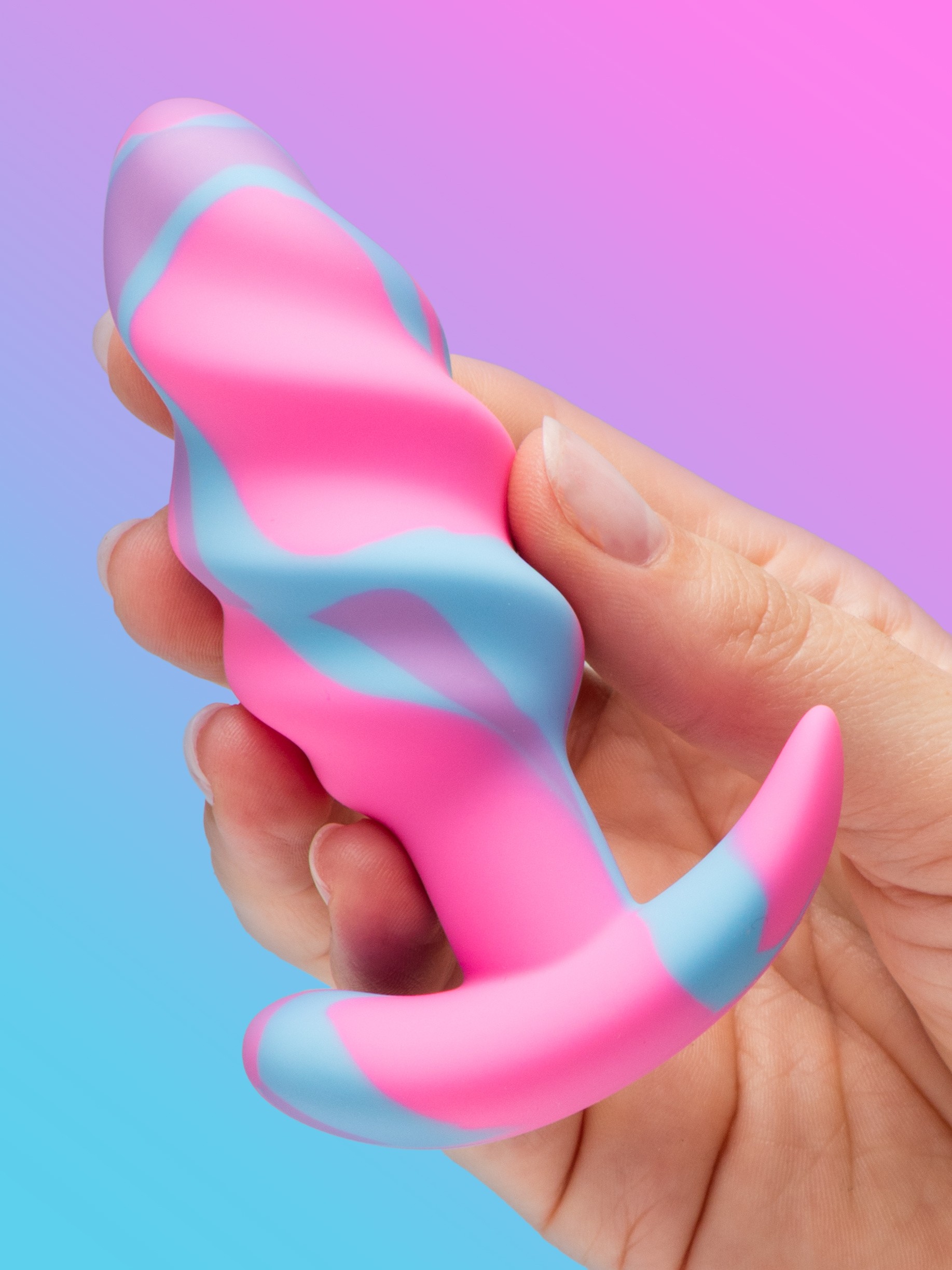 Creature Cocks Unicorn Swirl Small Silicone Butt Plug, Pink, hi-res