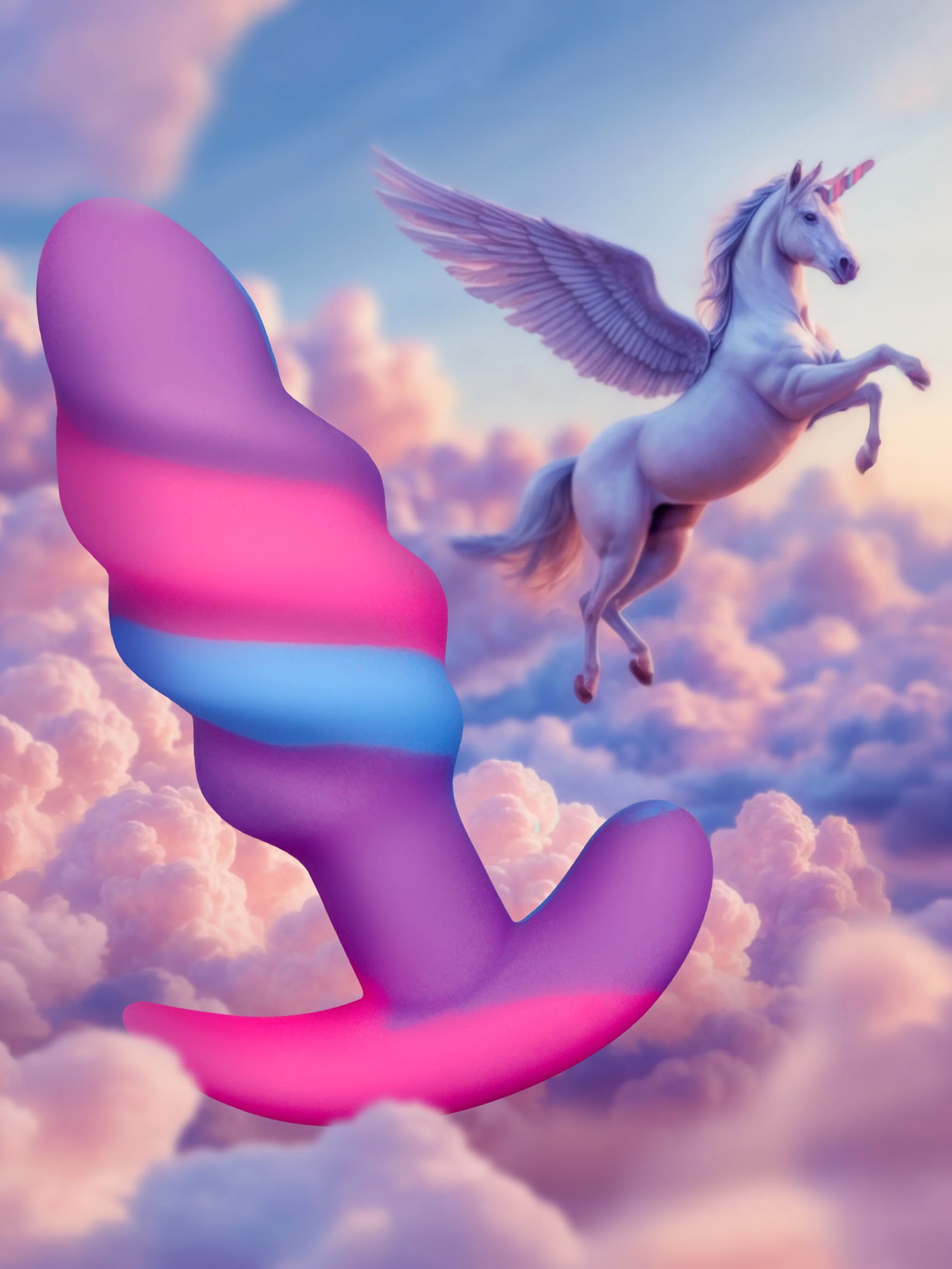 Creature Cocks Unicorn Swirl Small Silicone Butt Plug, Pink, hi-res