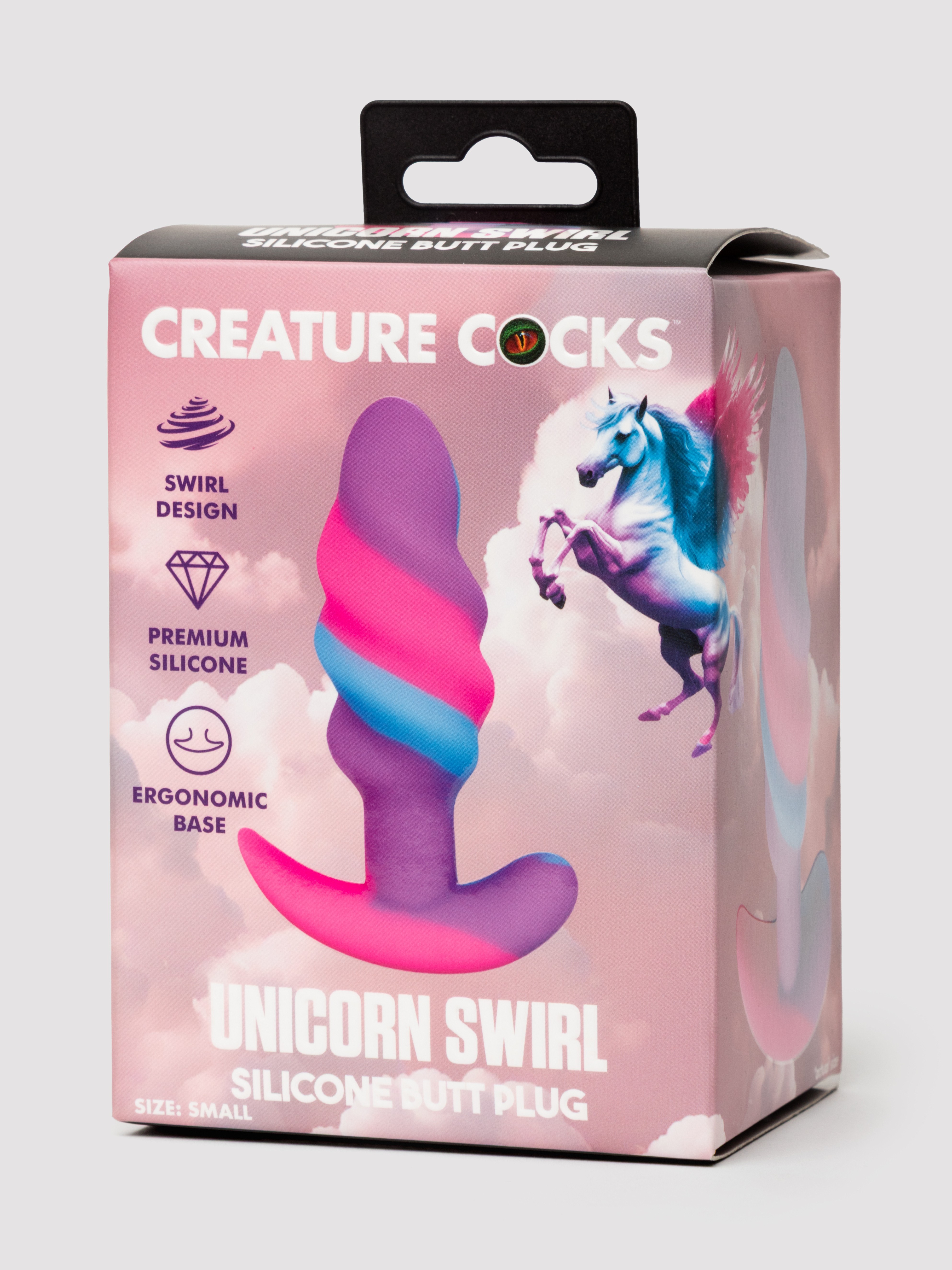 Creature Cocks Unicorn Swirl Small Silicone Butt Plug, Pink, hi-res