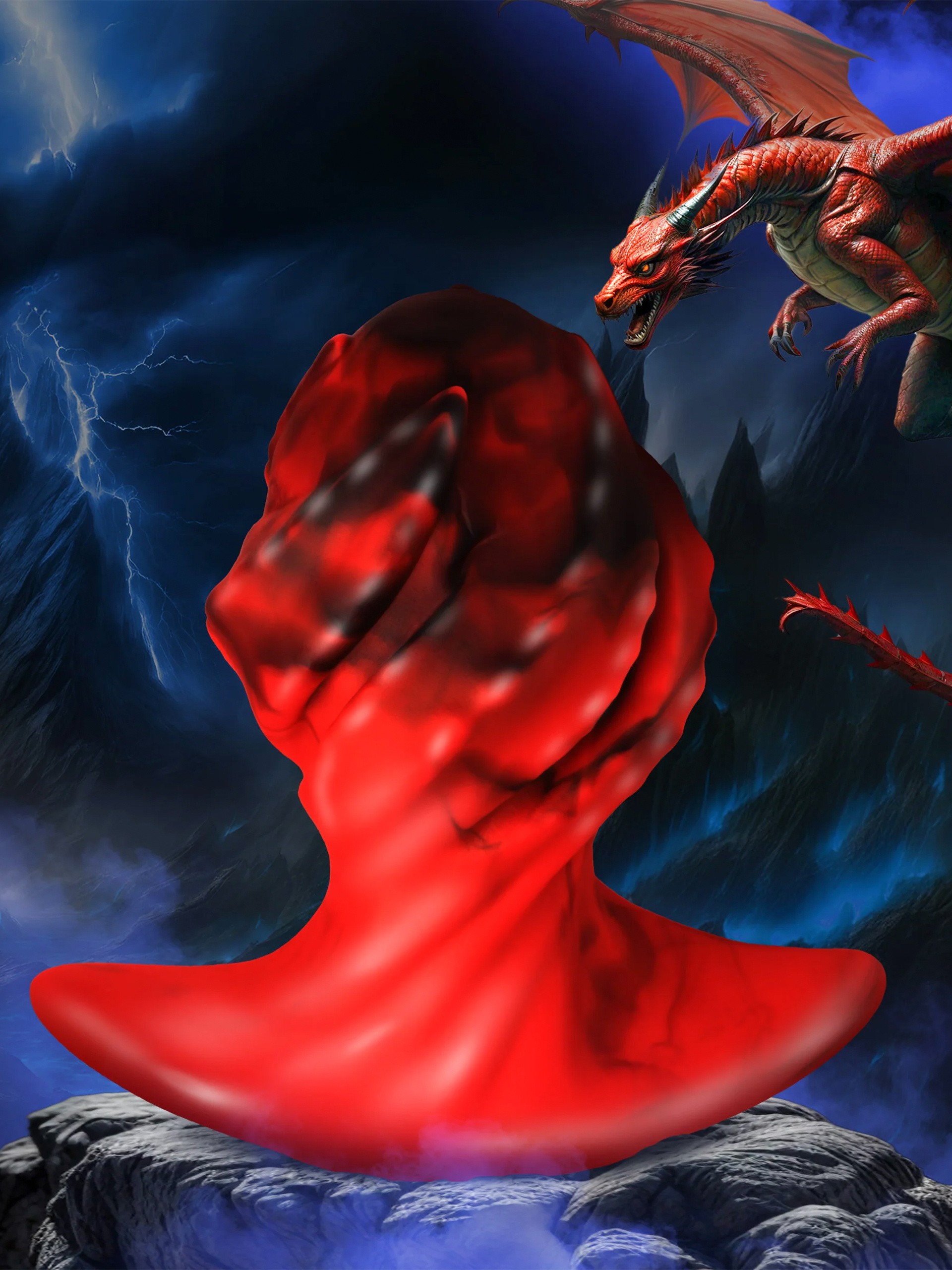 Creature Cocks Dragonspawn Medium Silicone Butt Plug, Red, hi-res
