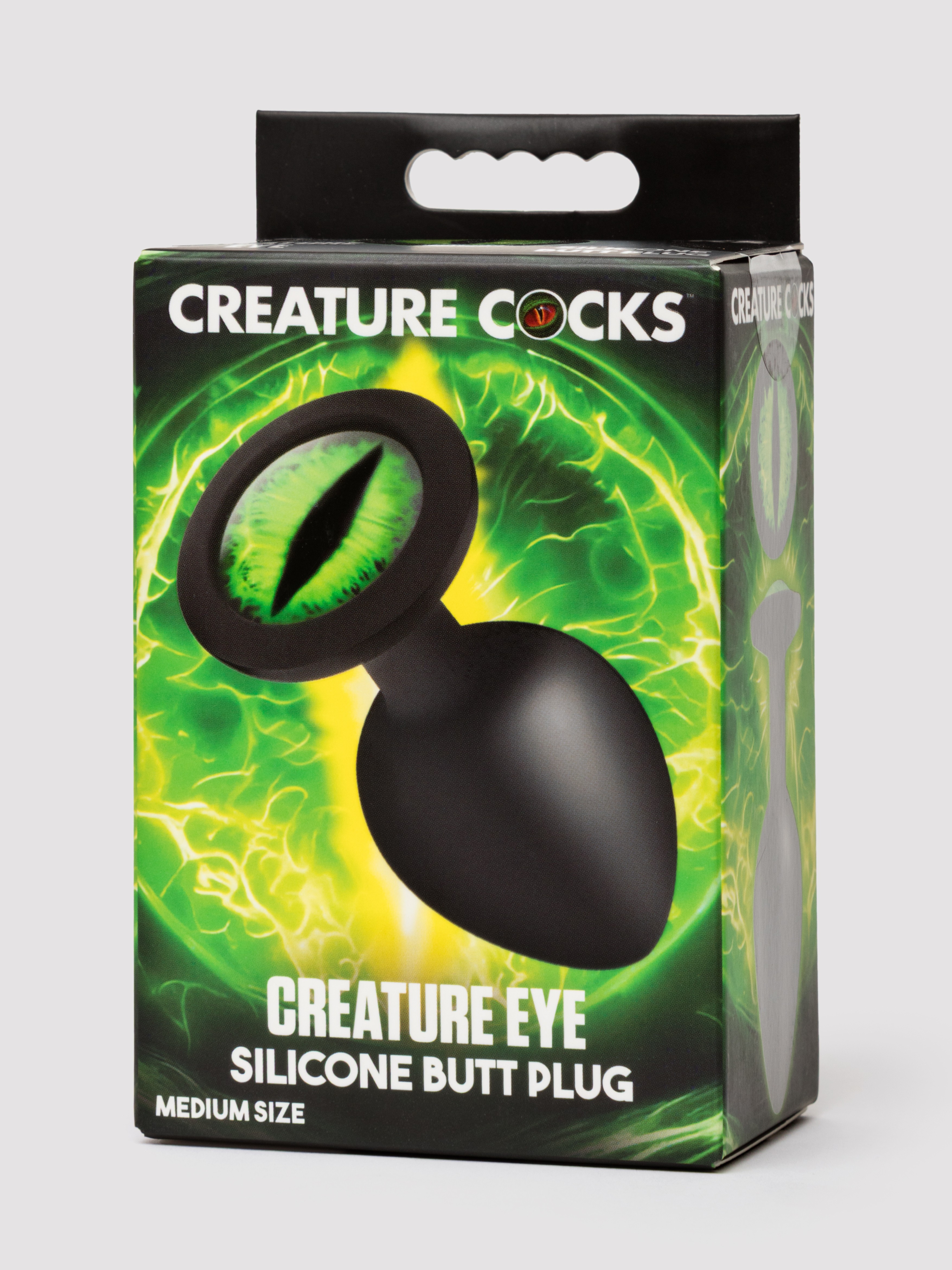 Creature Cocks Green Eye Silicone Medium Butt Plug, Black, hi-res