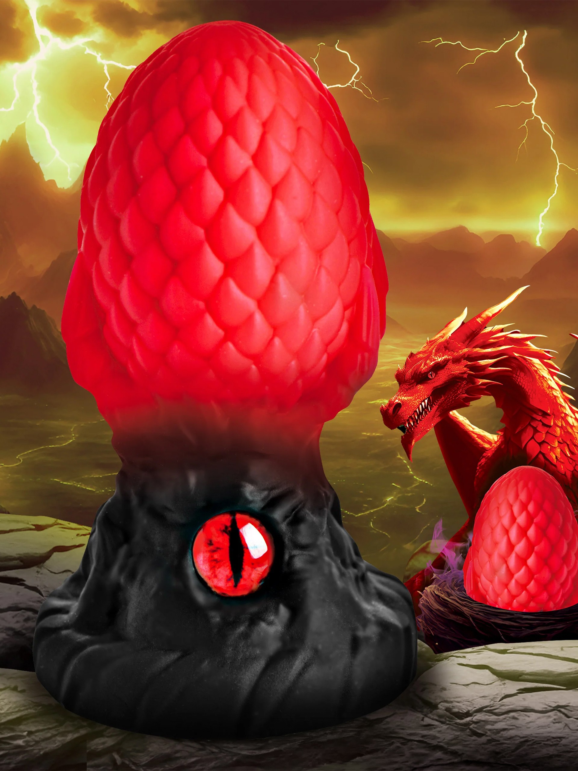 Creature Cocks Eye of the Dragon Red Silicone Butt Plug, Red, hi-res