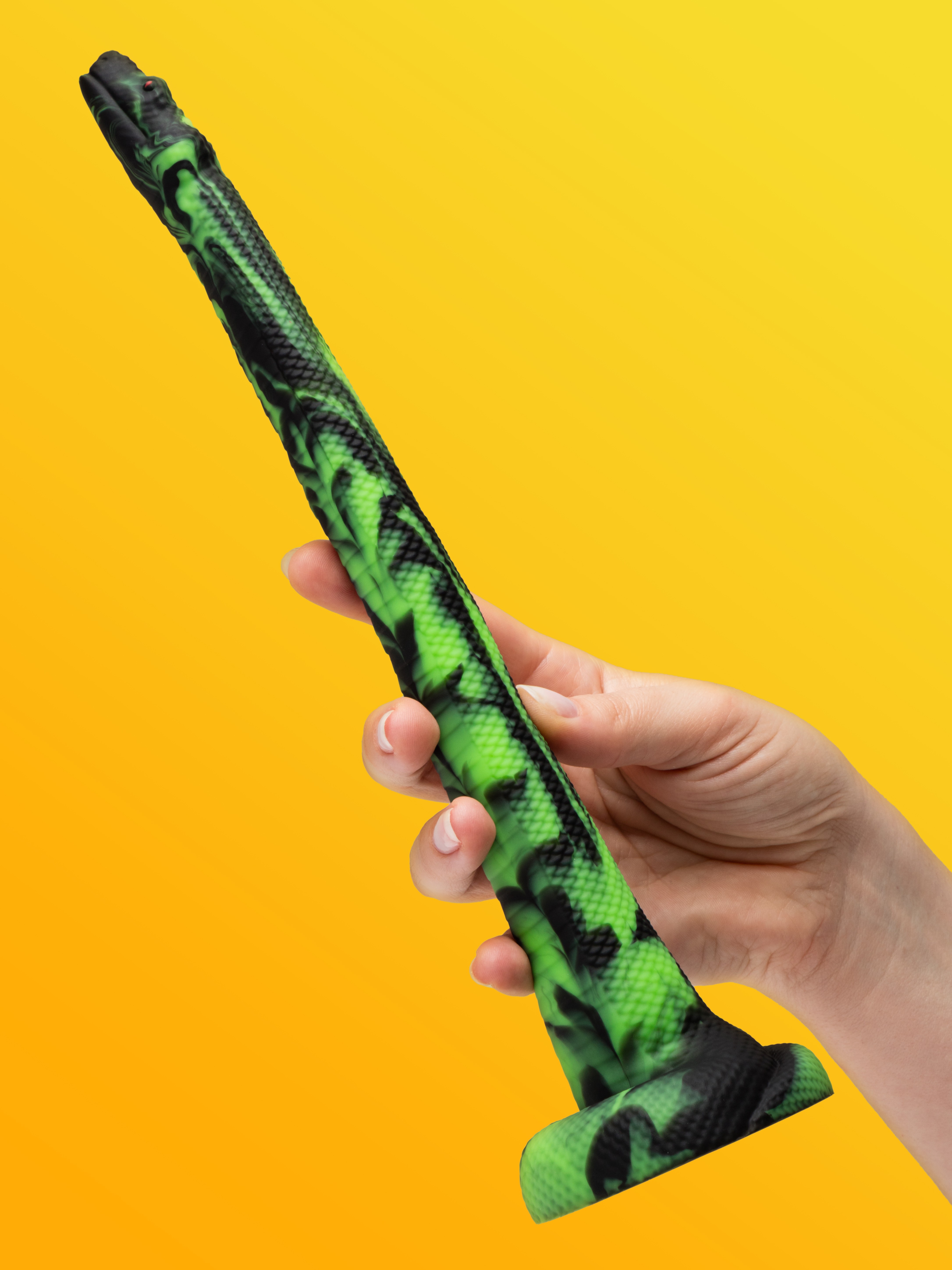 Creature Cocks Spitting Serpent Silicone Enema Snake, Green, hi-res