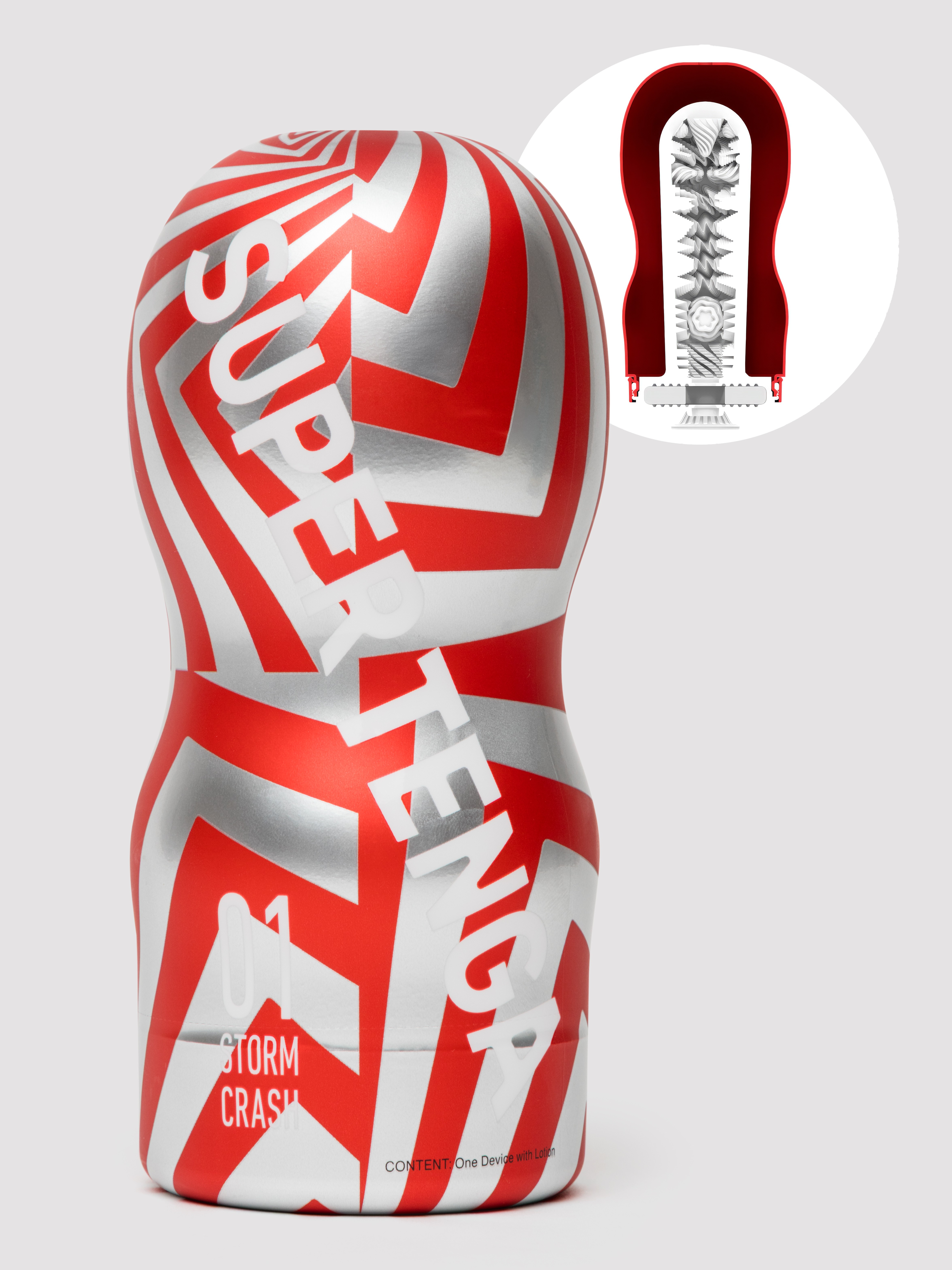 Tenga Super Tenga Storm Crash Textured Masturbator Cup, White, hi-res