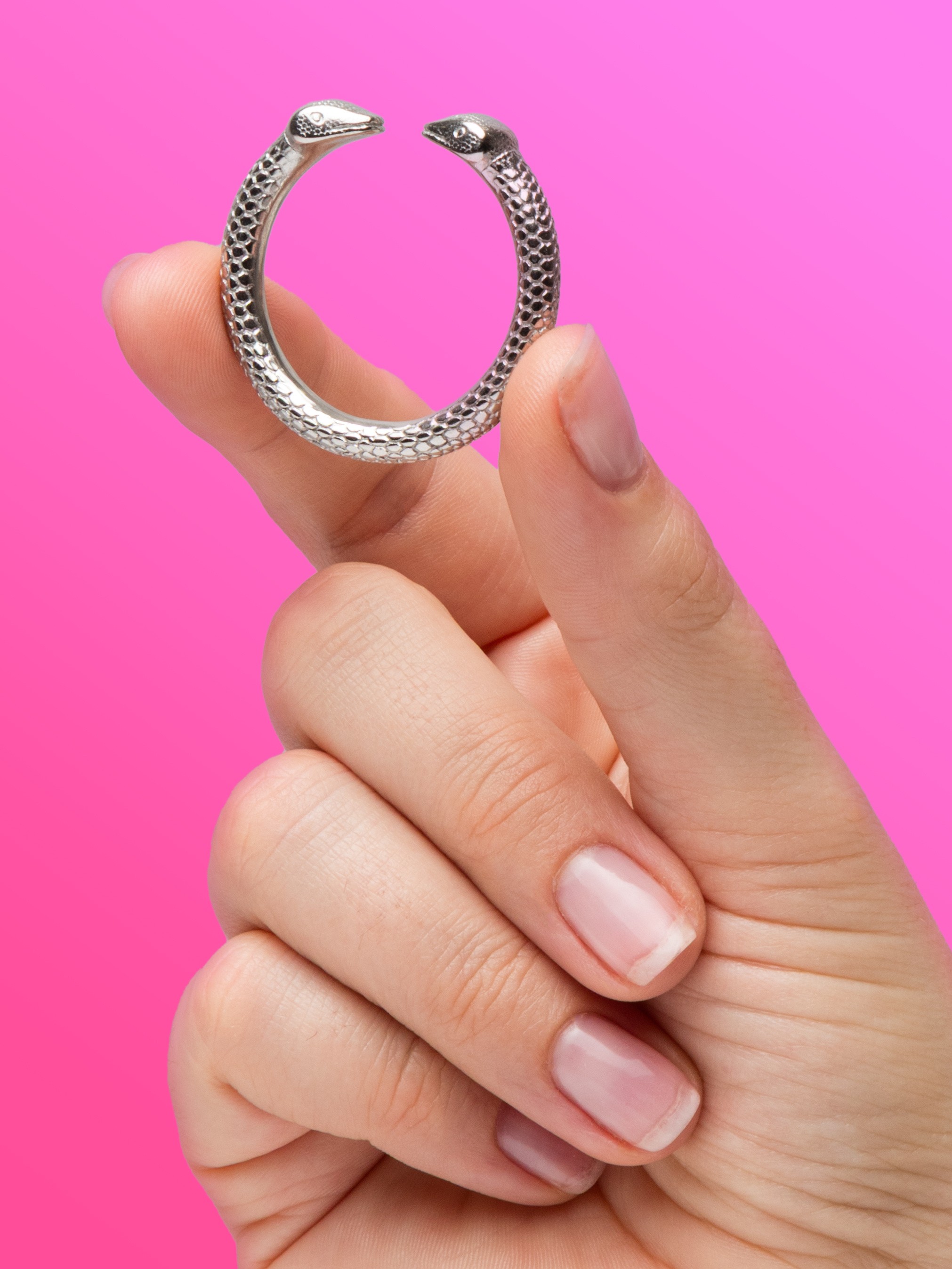 Stainless Steel Serpent Penis Glans Ring, Silver, hi-res