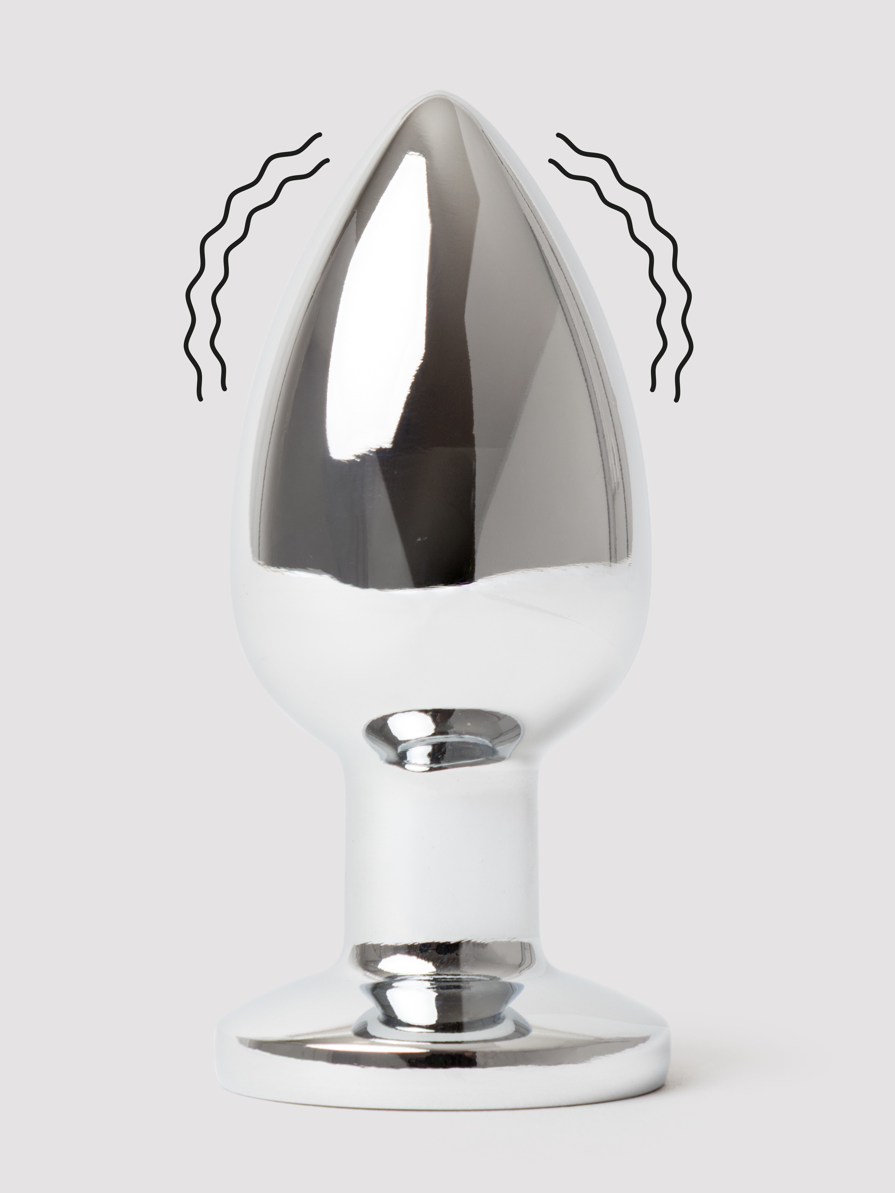 LED Vibrating Aluminium Remote Control Medium Butt Plug, Silver, hi-res
