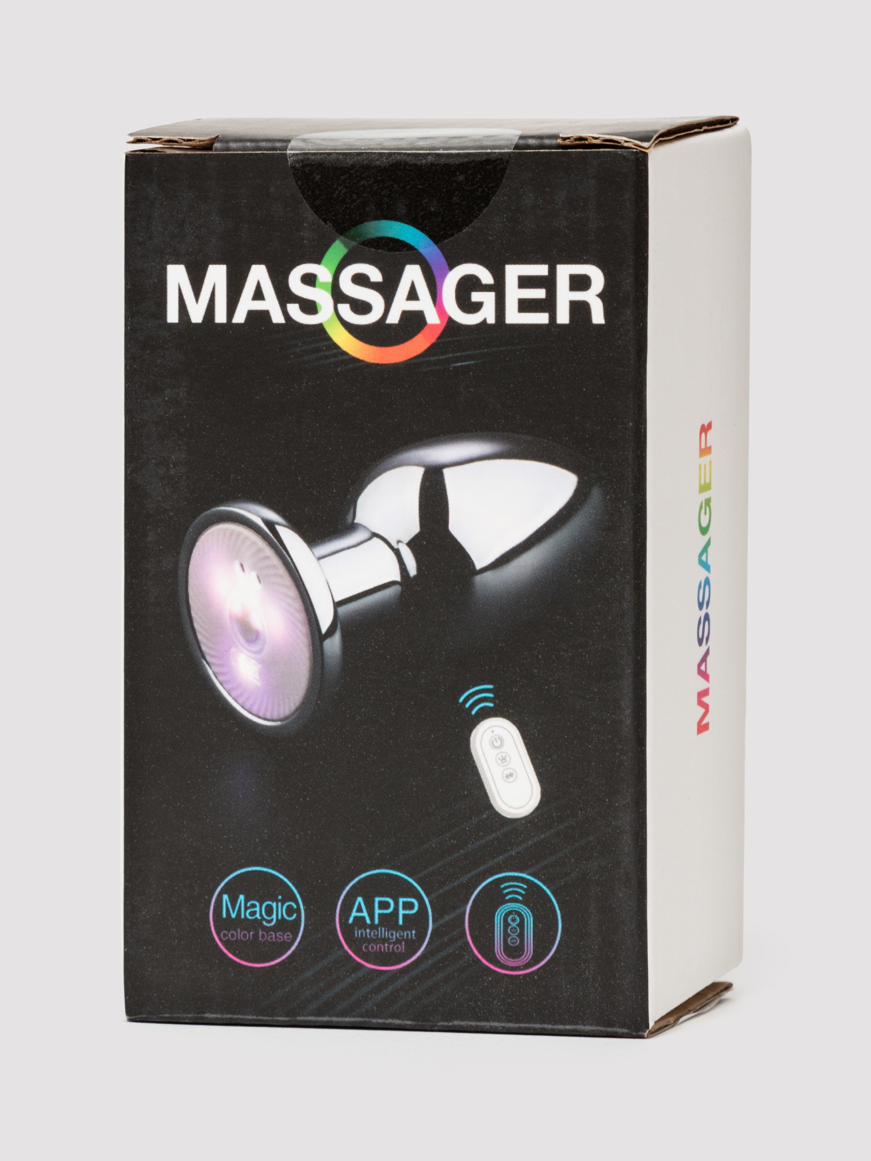LED Vibrating Aluminium Remote Control Medium Butt Plug, Silver, hi-res