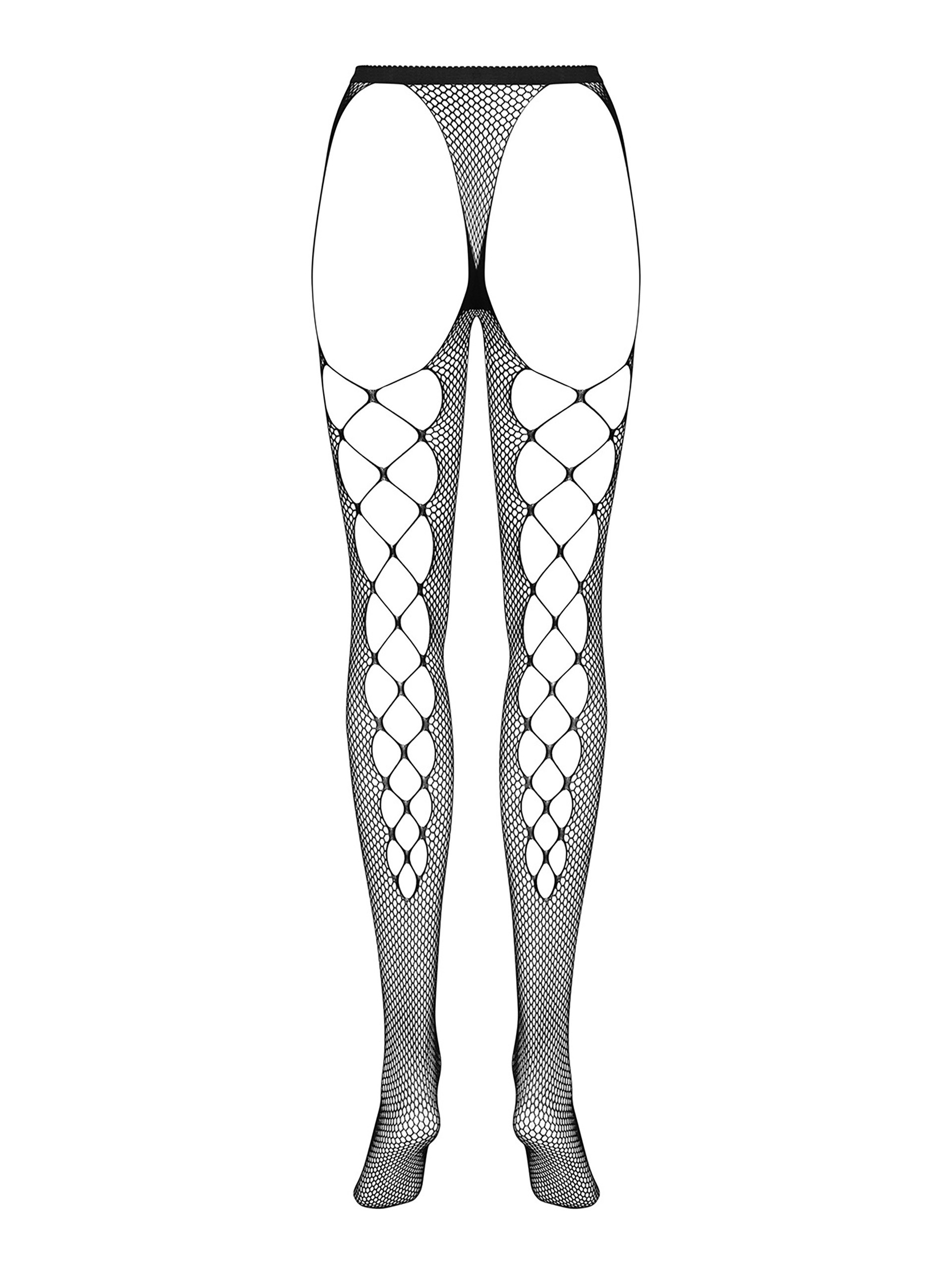 Obsessive Black Open Back Tights, Black, hi-res