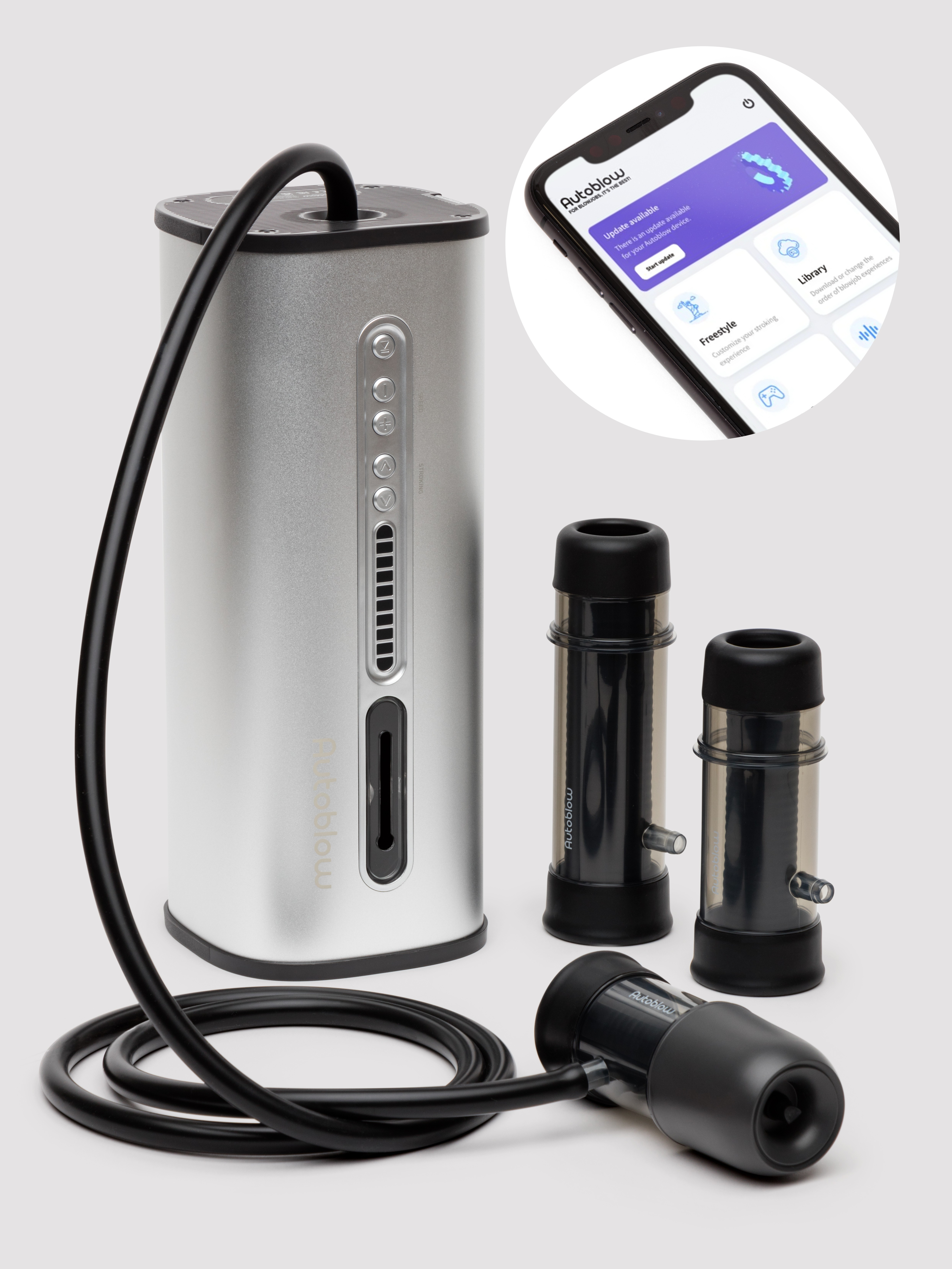 VacuGLIDE 2 by Autoblow Suction-Aided A.I. Milking Machine, Silver, hi-res