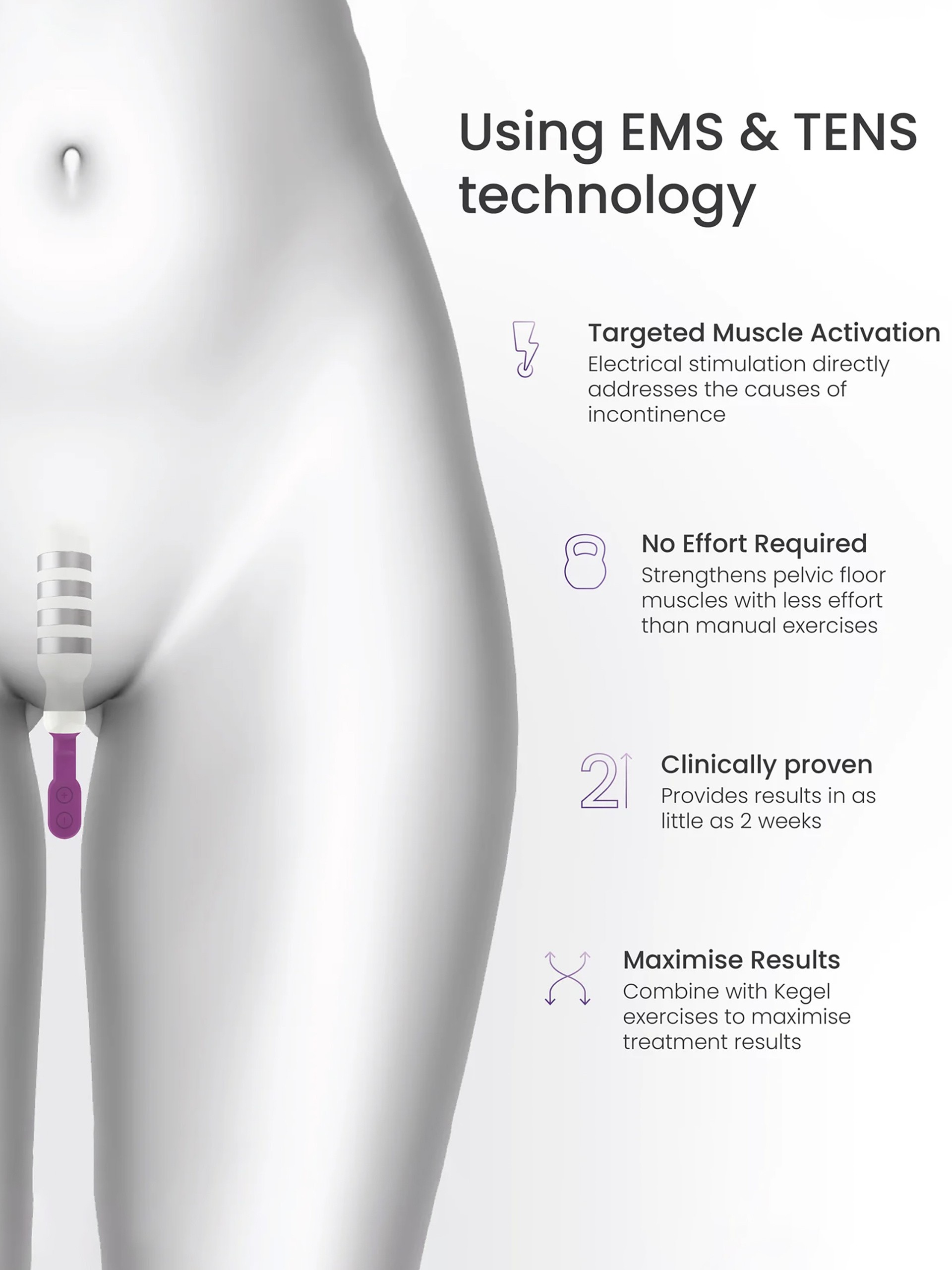 TensCare iTouch Go Wireless Pelvic Floor Exerciser, White, hi-res