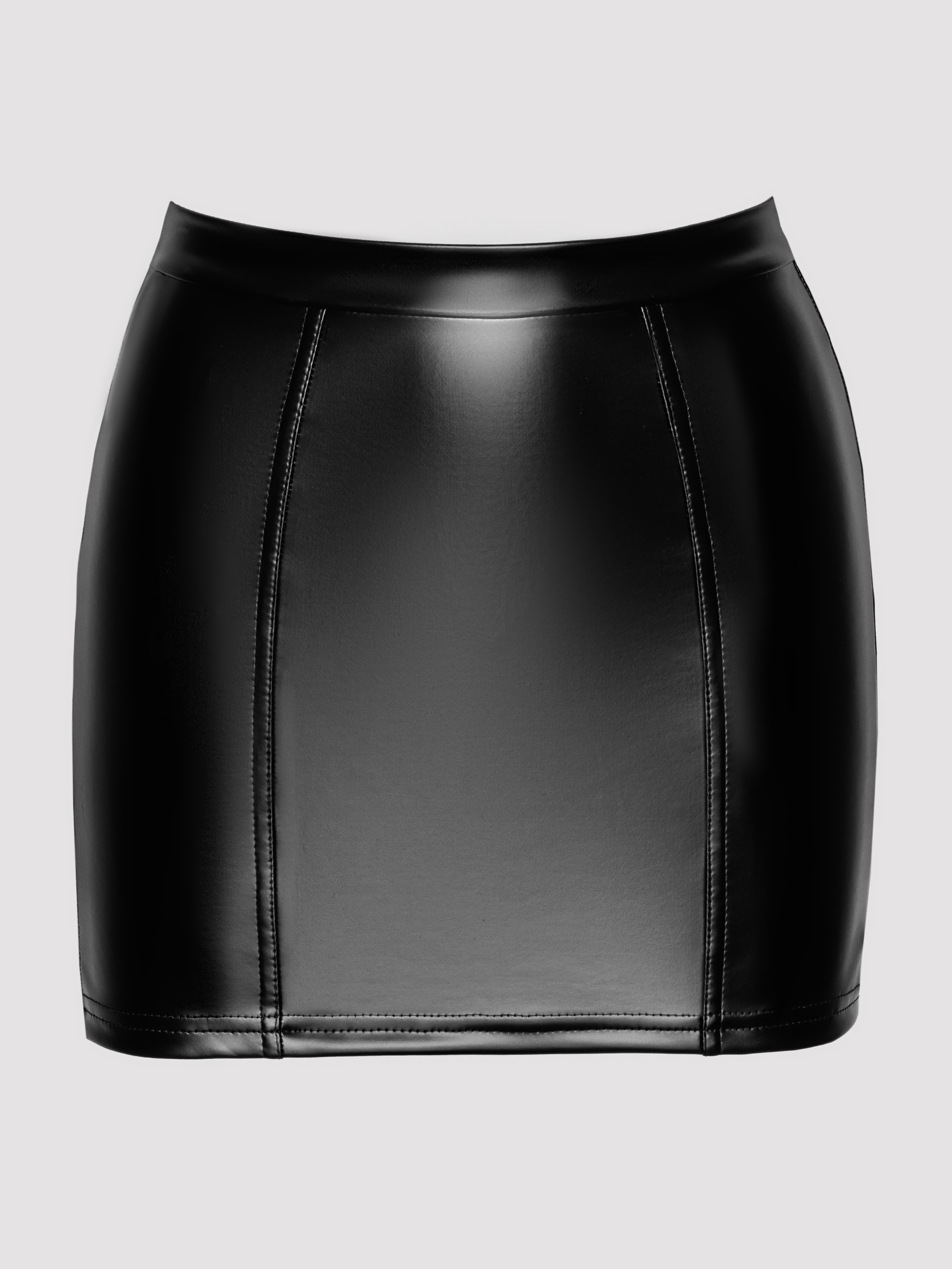 Noir Handmade Lace Back Wetlook Skirt, Black, hi-res
