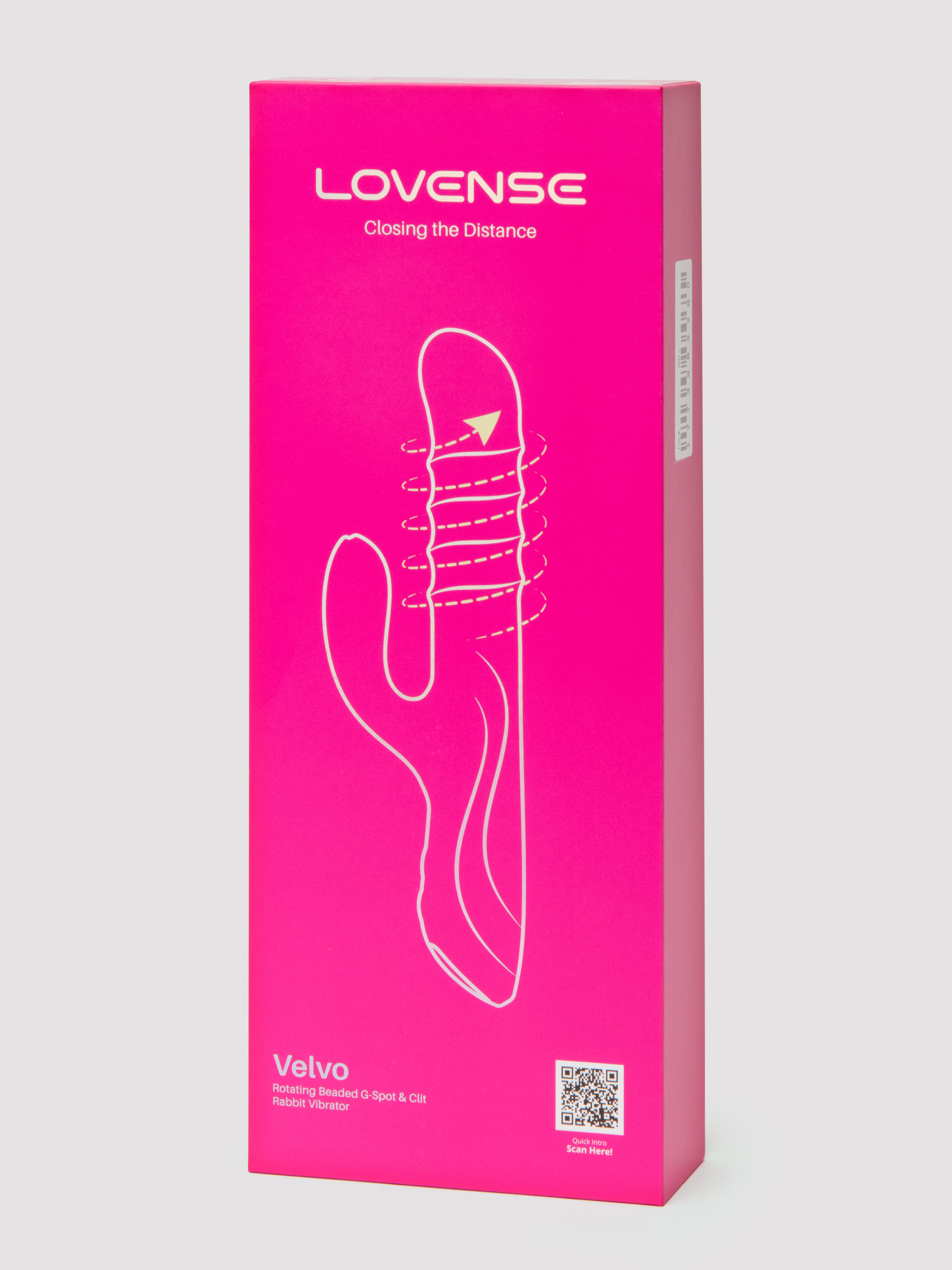 Lovense Velvo App Controlled Rabbit Vibrator with Rotating Beads, Pink, hi-res