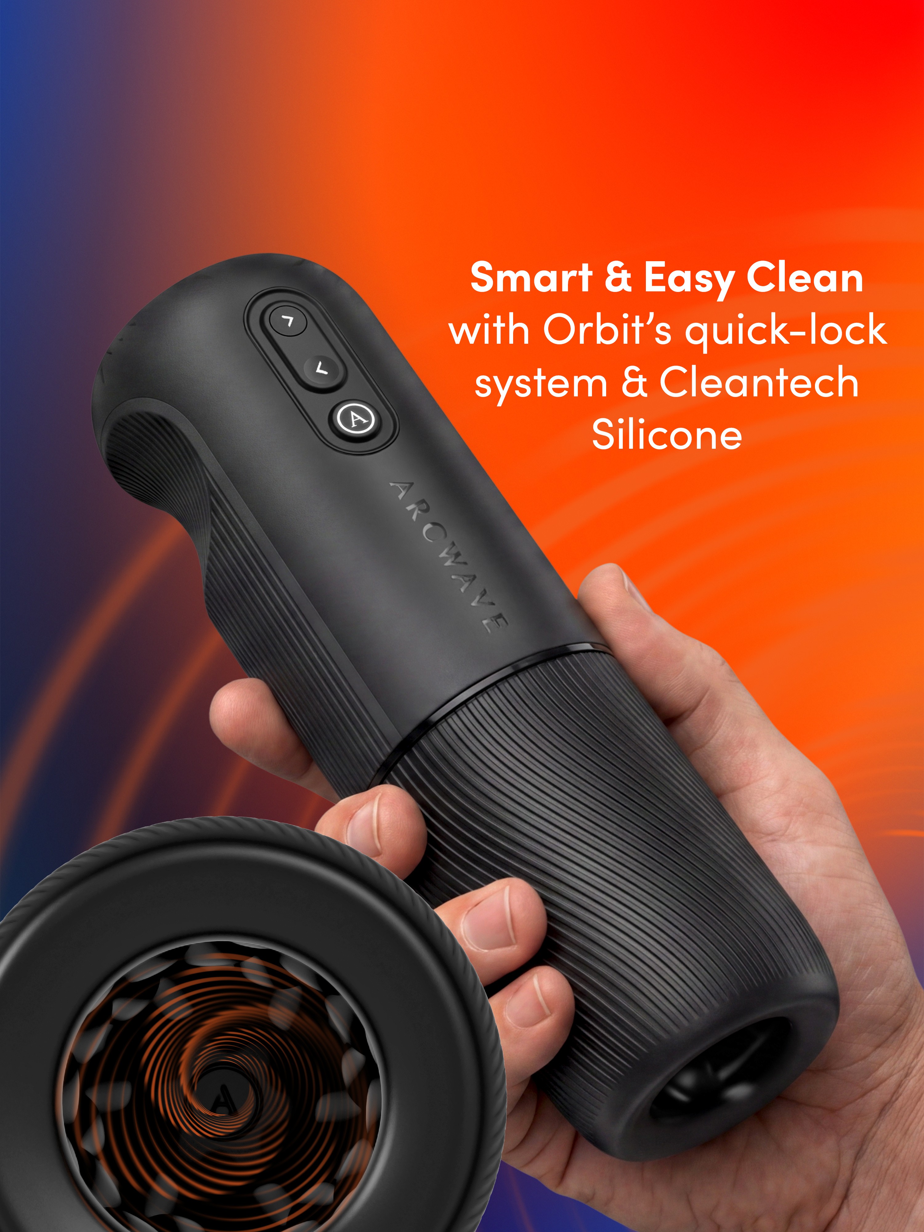 Arcwave Orbit Automatic Rotating Male Masturbator, Black, hi-res