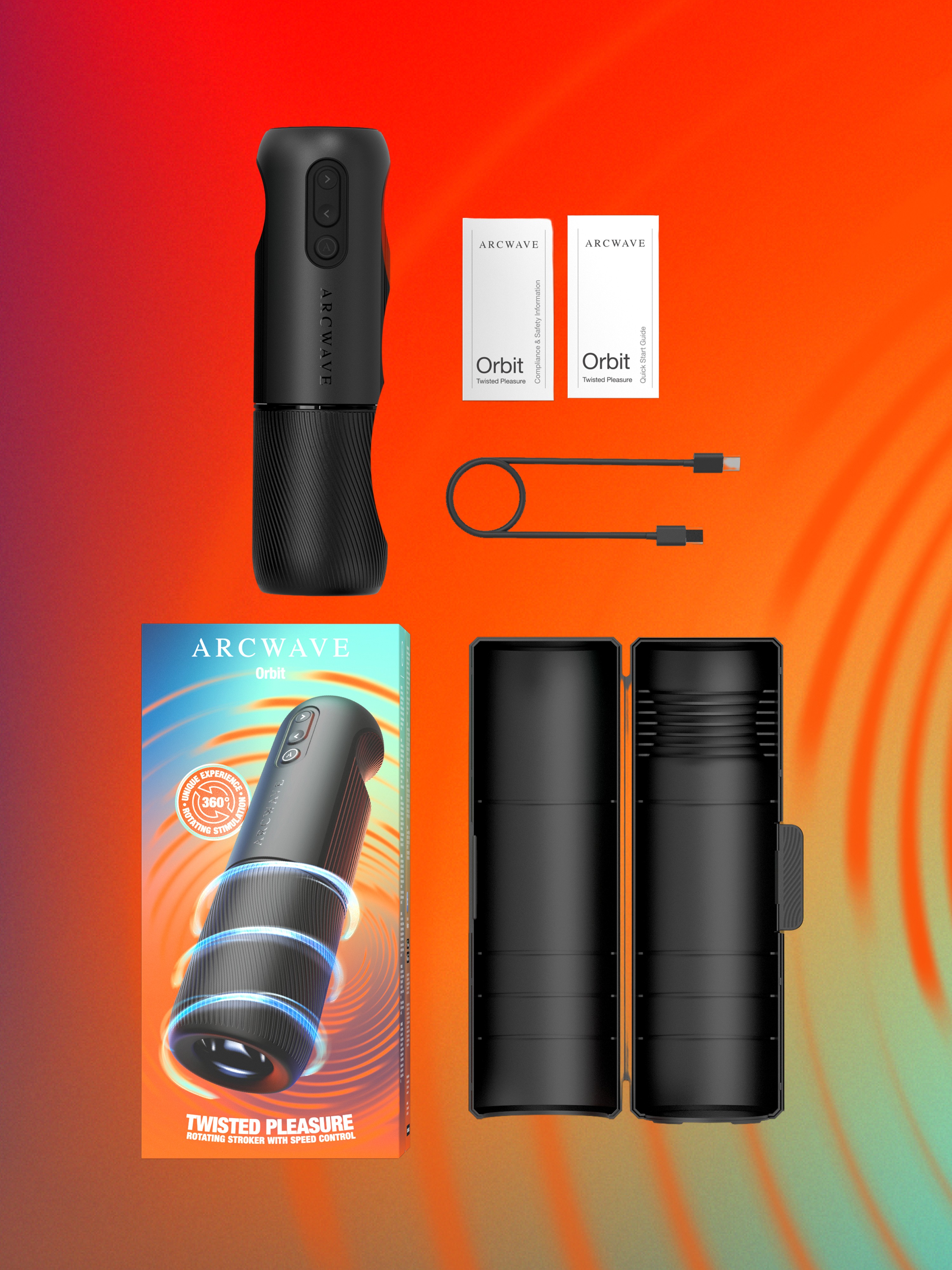 Arcwave Orbit Automatic Rotating Male Masturbator, Black, hi-res