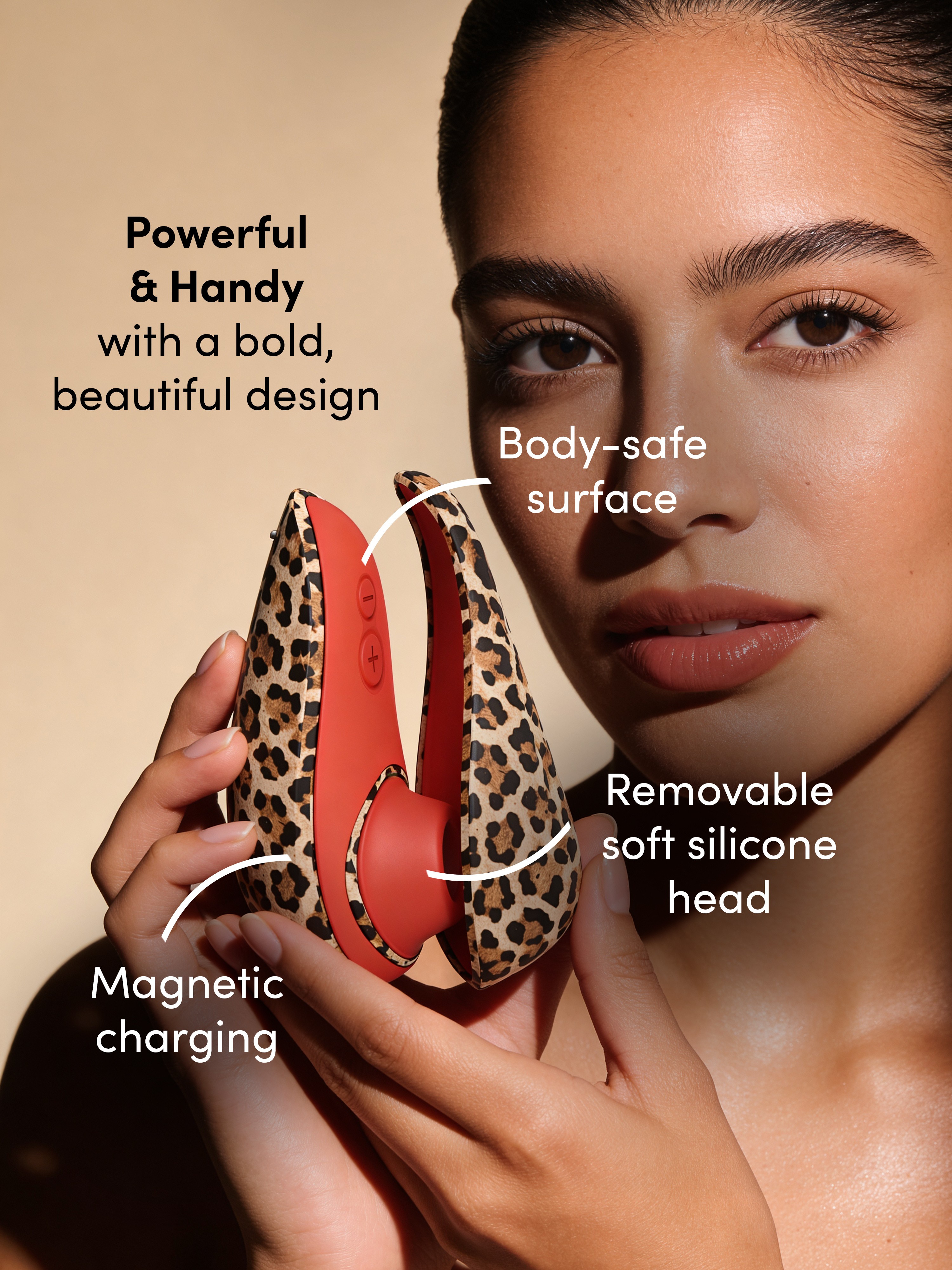 Womanizer Liberty 2 Leopard Print Travel Clitoral Suction Stimulator, Brown, hi-res