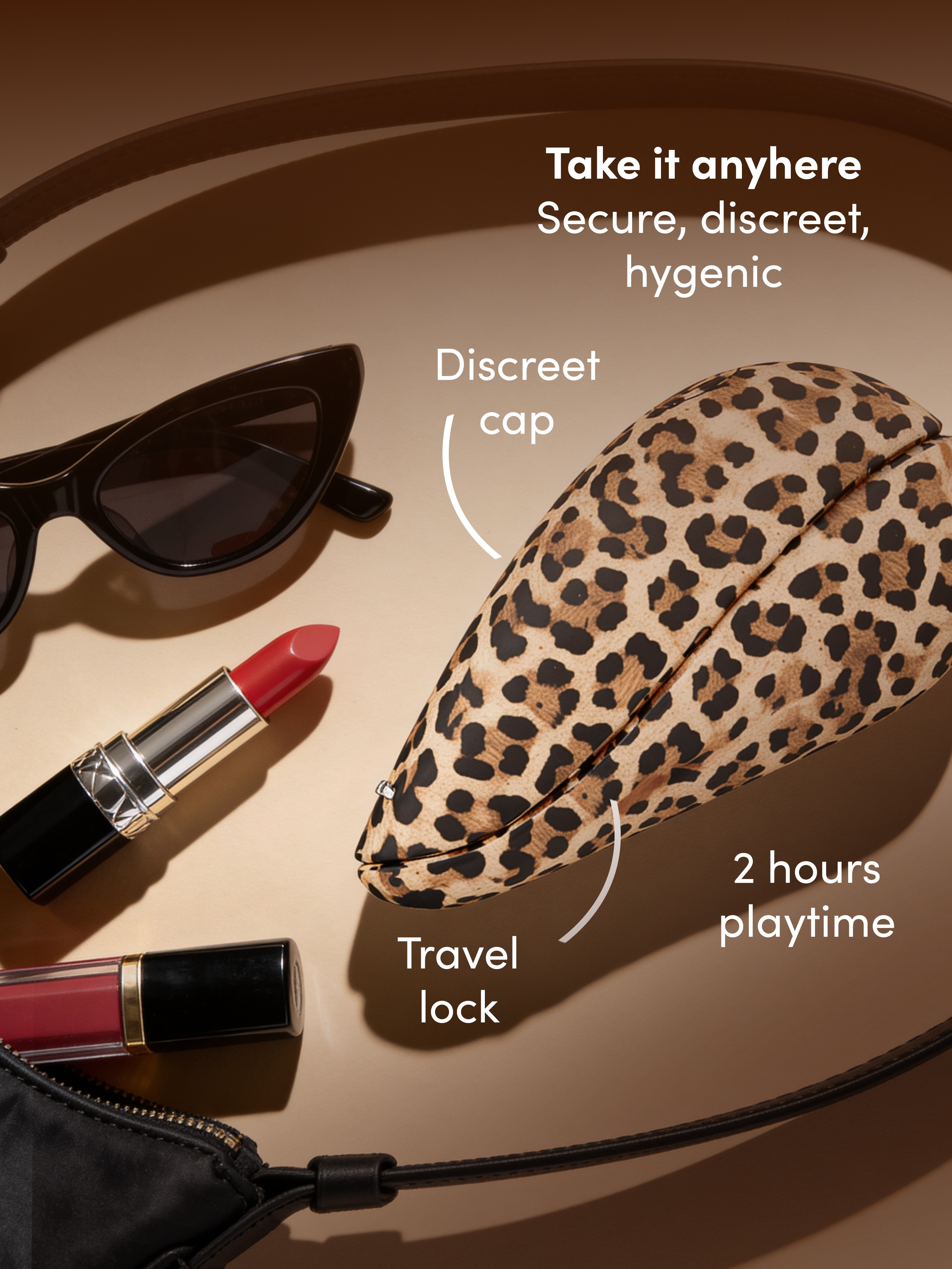 Womanizer Liberty 2 Leopard Print Travel Clitoral Suction Stimulator, Brown, hi-res
