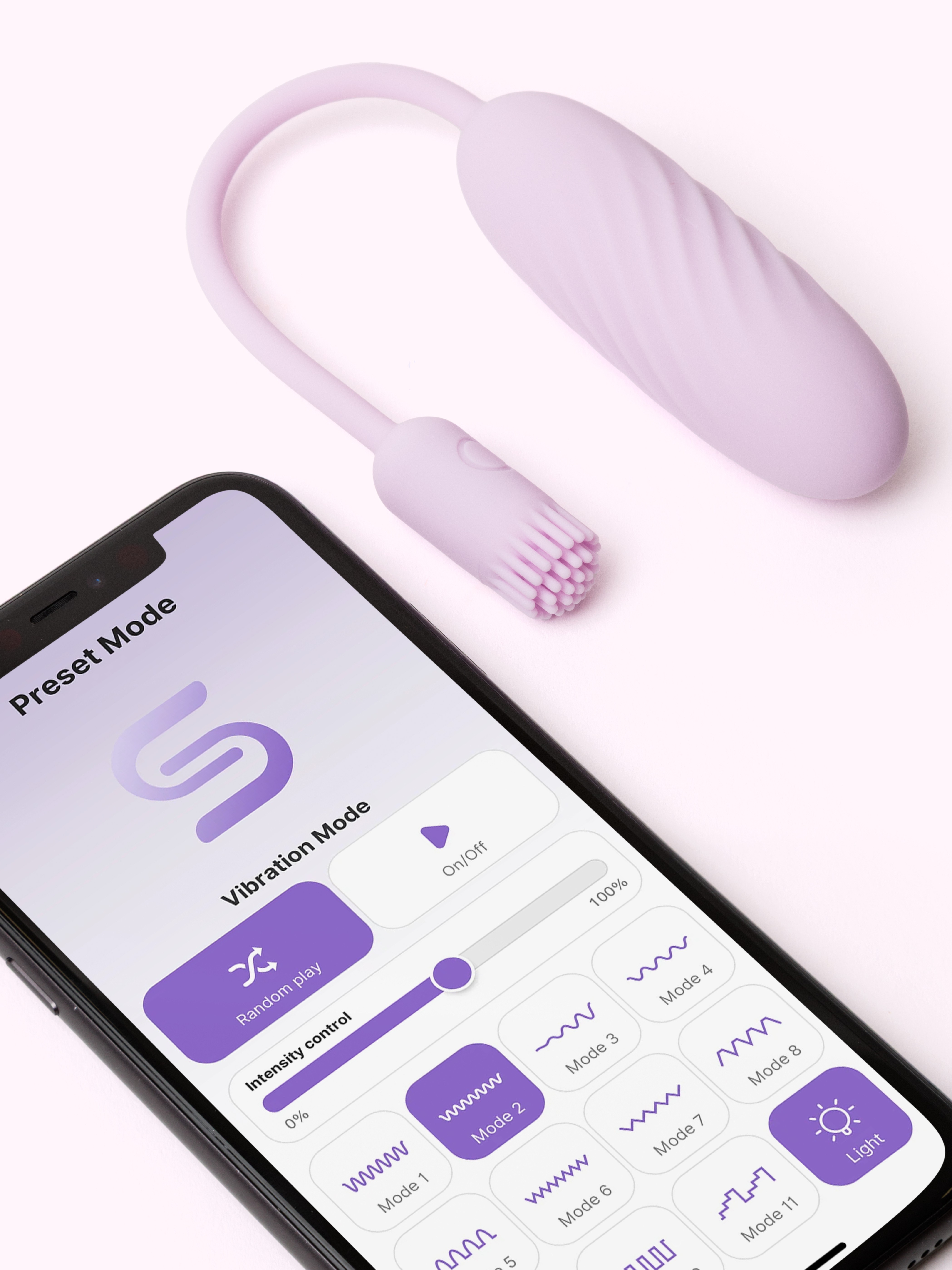 Svakom Plume App Controlled Flexible Brush Tail Bullet Egg Vibrator, Purple, hi-res