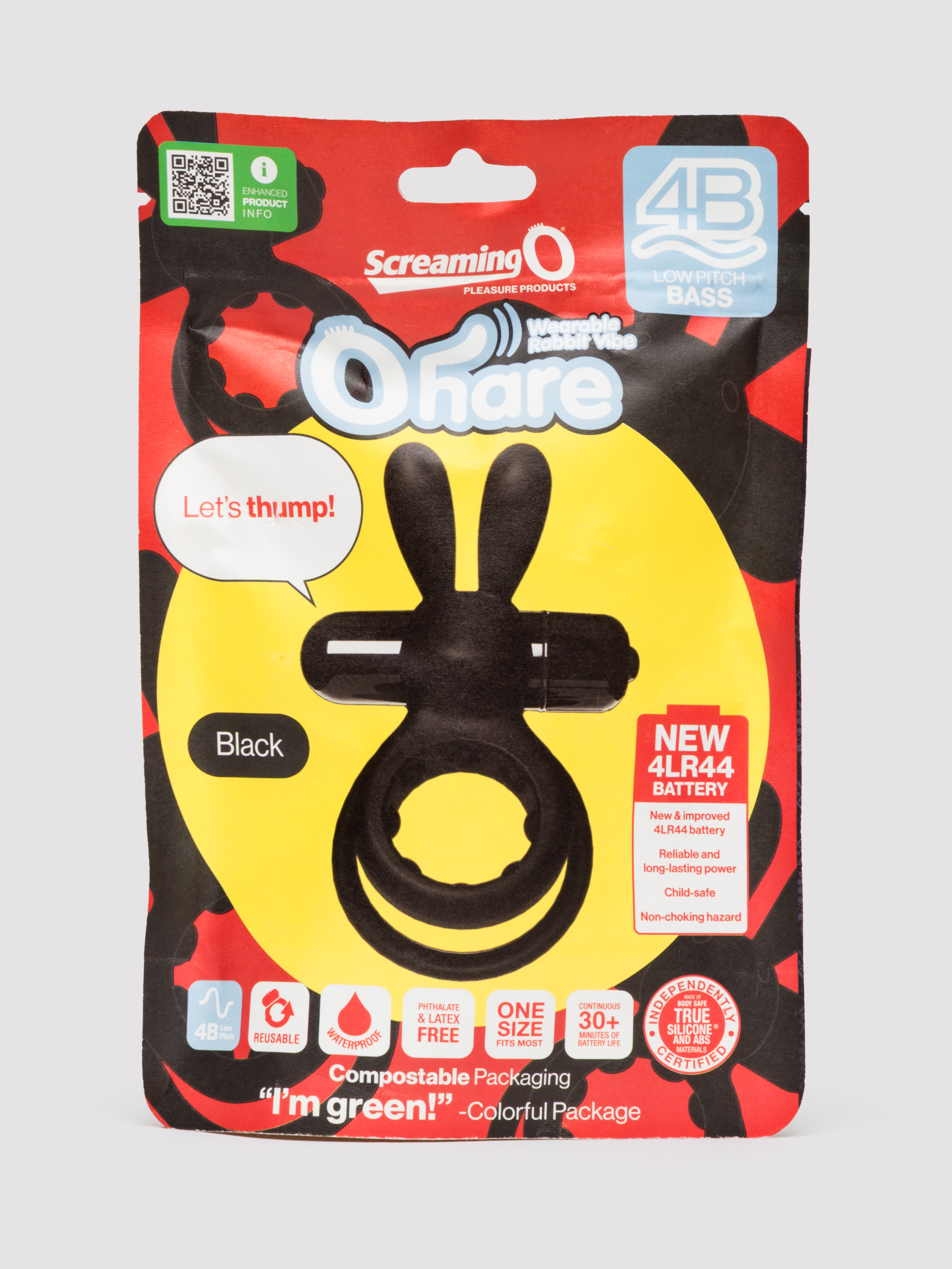 Screaming O Ohare Vibrating Rabbit Cock Ring, Black, hi-res