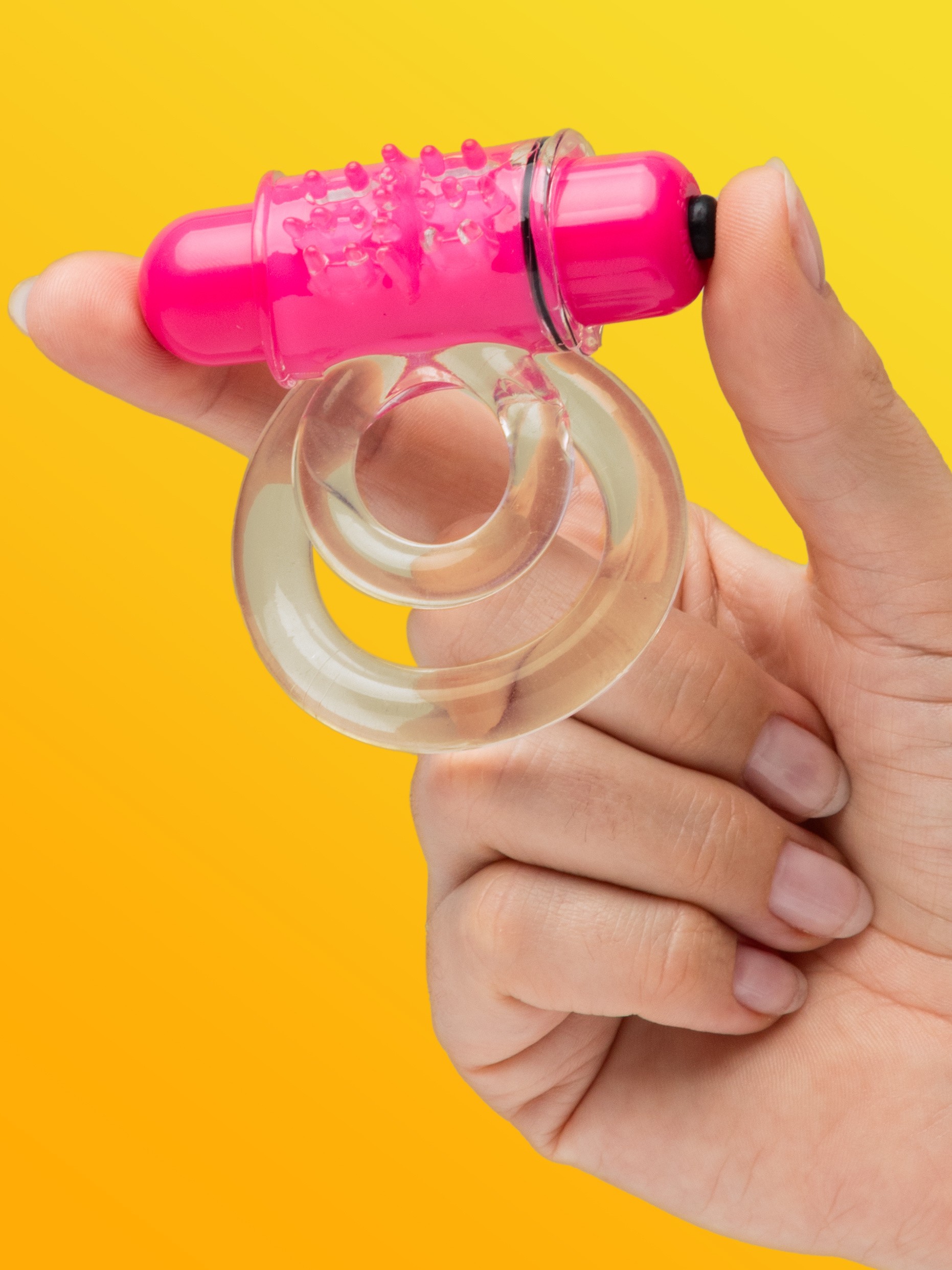 Screaming O Tickle and Tease Double O Vibrating Cock Ring (Strawberry), Pink, hi-res