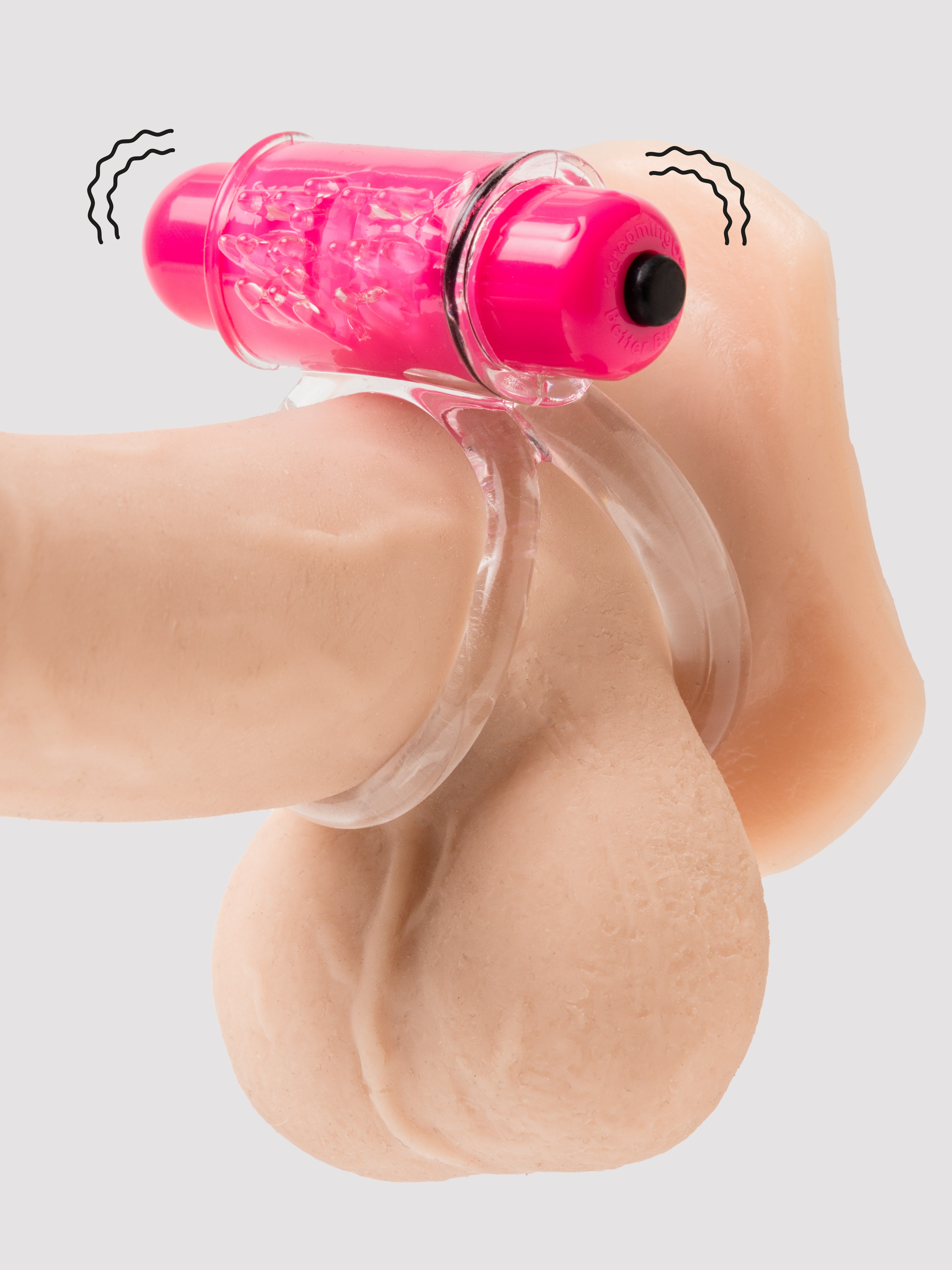 Screaming O Tickle and Tease Double O Vibrating Cock Ring (Strawberry), Pink, hi-res