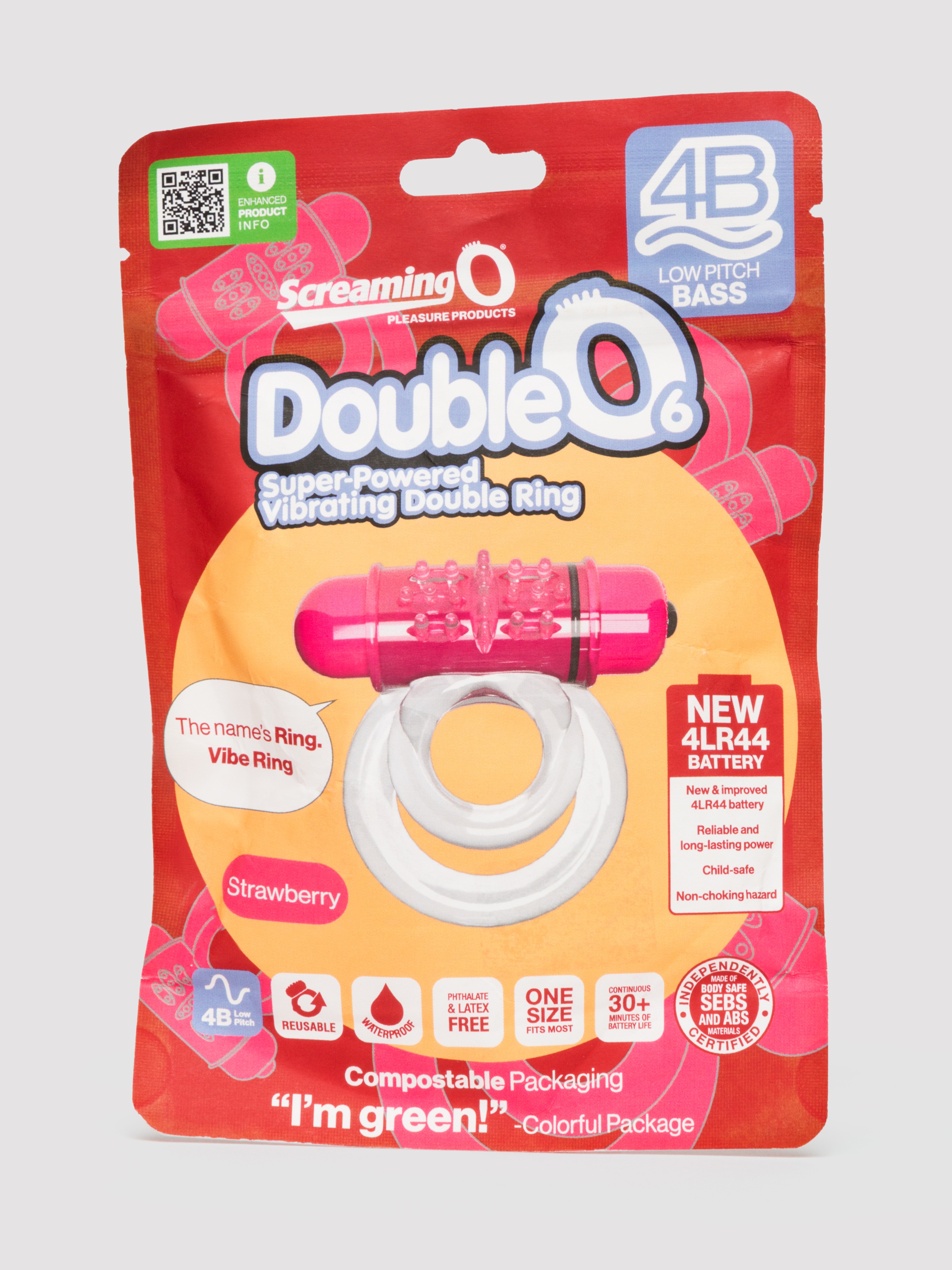 Screaming O Tickle and Tease Double O Vibrating Cock Ring (Strawberry), Pink, hi-res