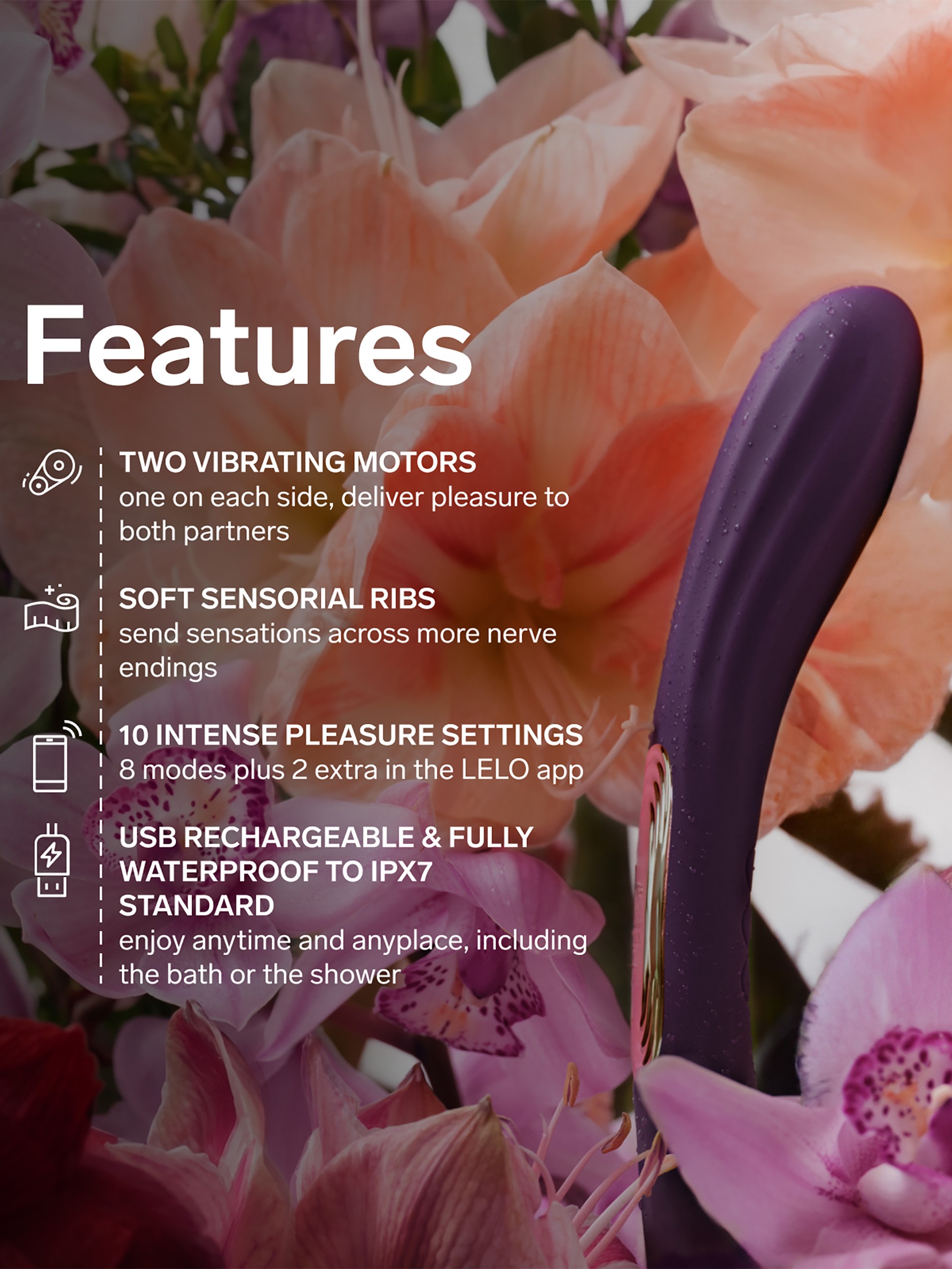 Lelo Boomerang App Controlled Double-Ended G-Spot Vibrator, Purple, hi-res