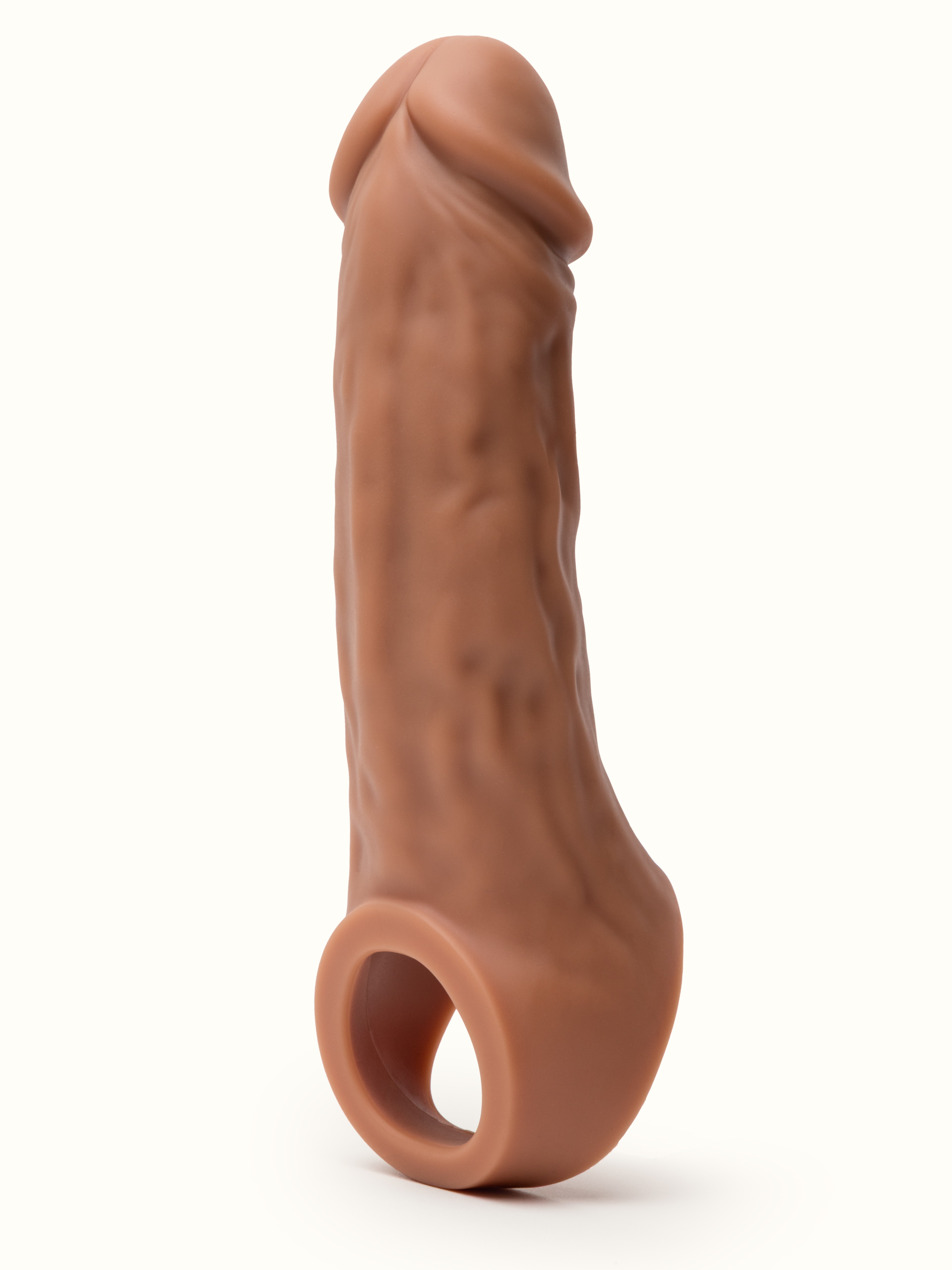 Lovehoney Mega Mighty Ultra Realistic Silicone Penis Extender 2 Inch with Ball Loop, Beige, hi-res