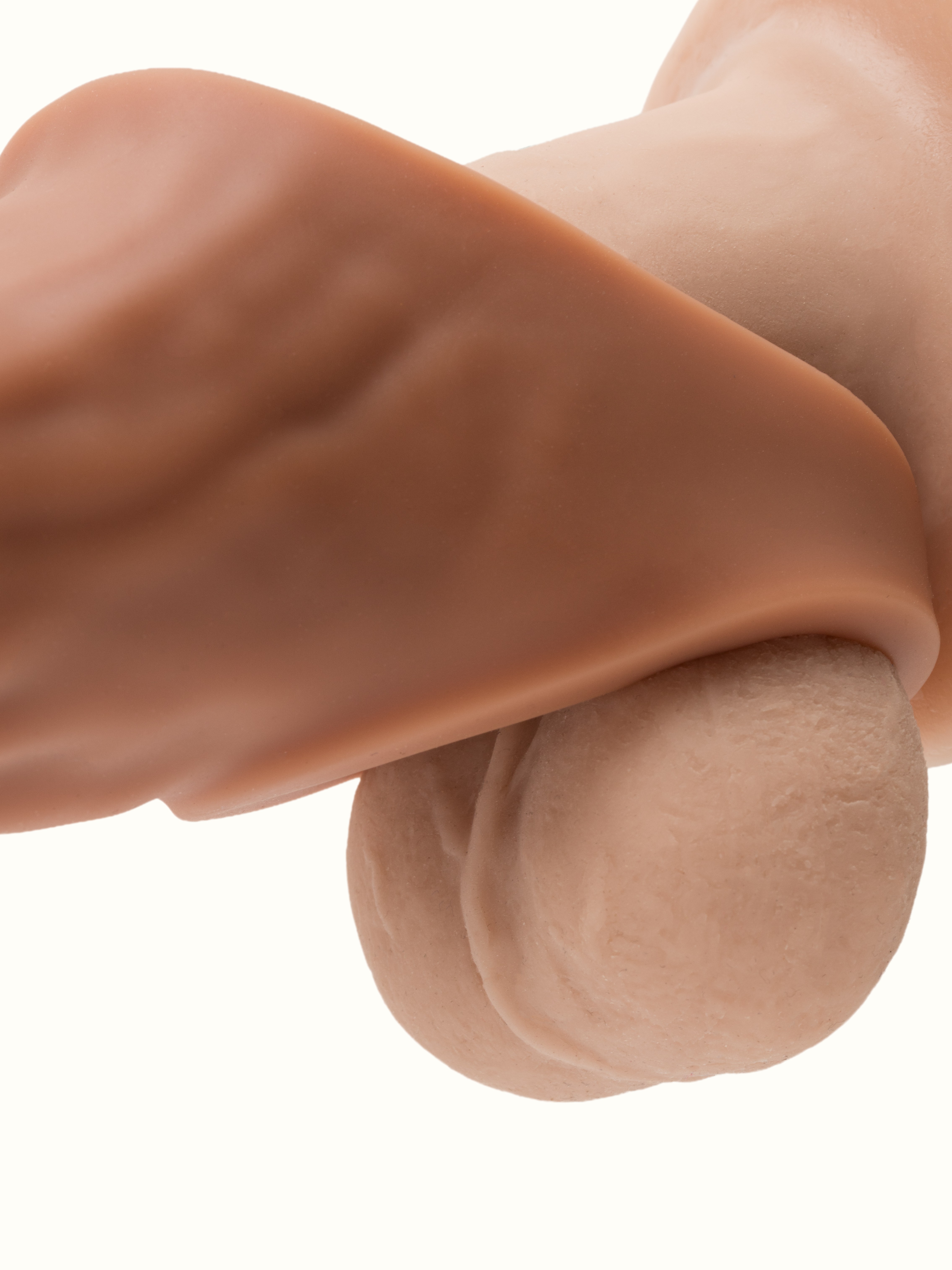Lovehoney Mega Mighty Ultra Realistic Silicone Penis Extender 2 Inch with Ball Loop, Beige, hi-res