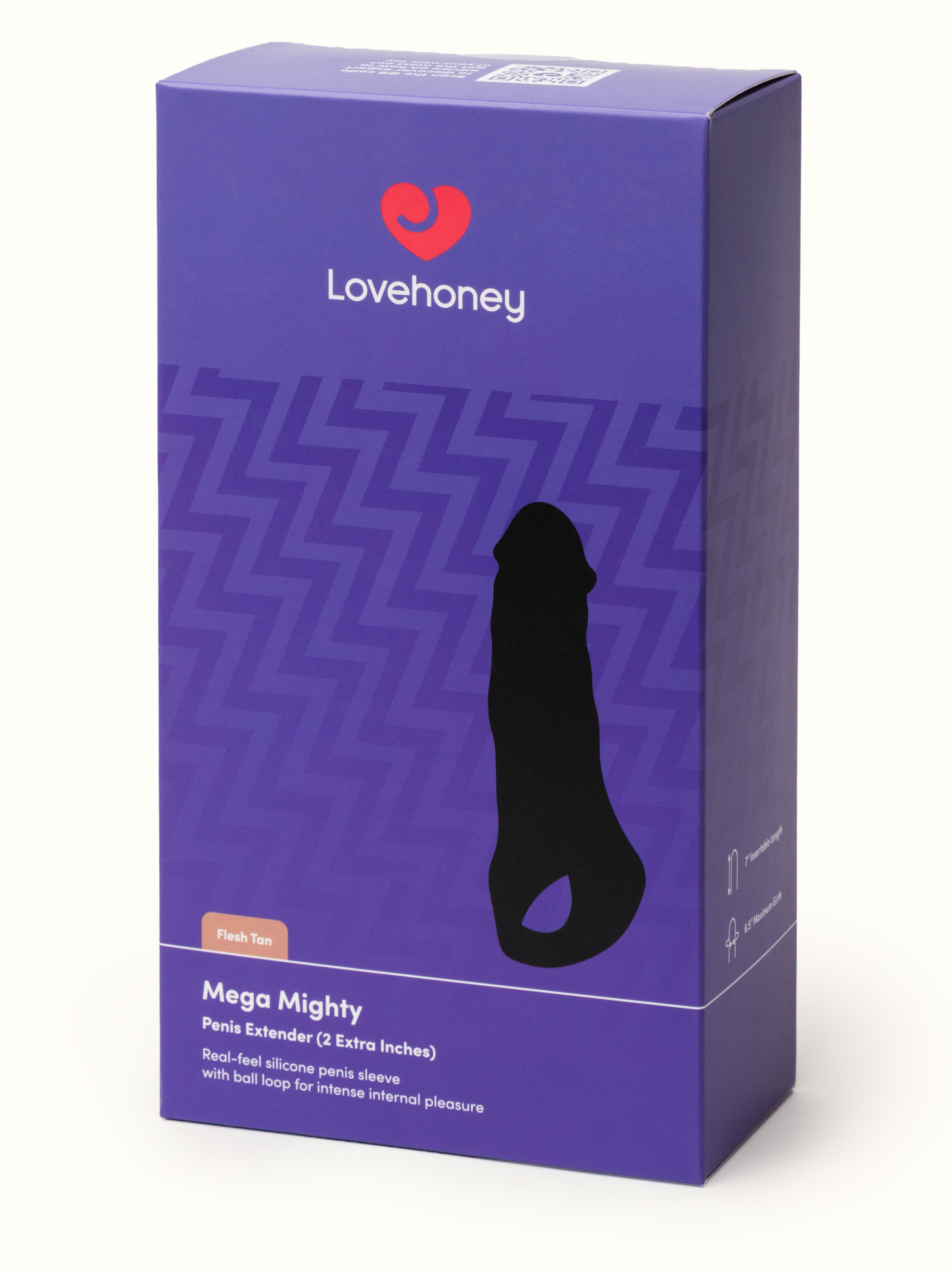 Lovehoney Mega Mighty Ultra Realistic Silicone Penis Extender 2 Inch with Ball Loop, Beige, hi-res