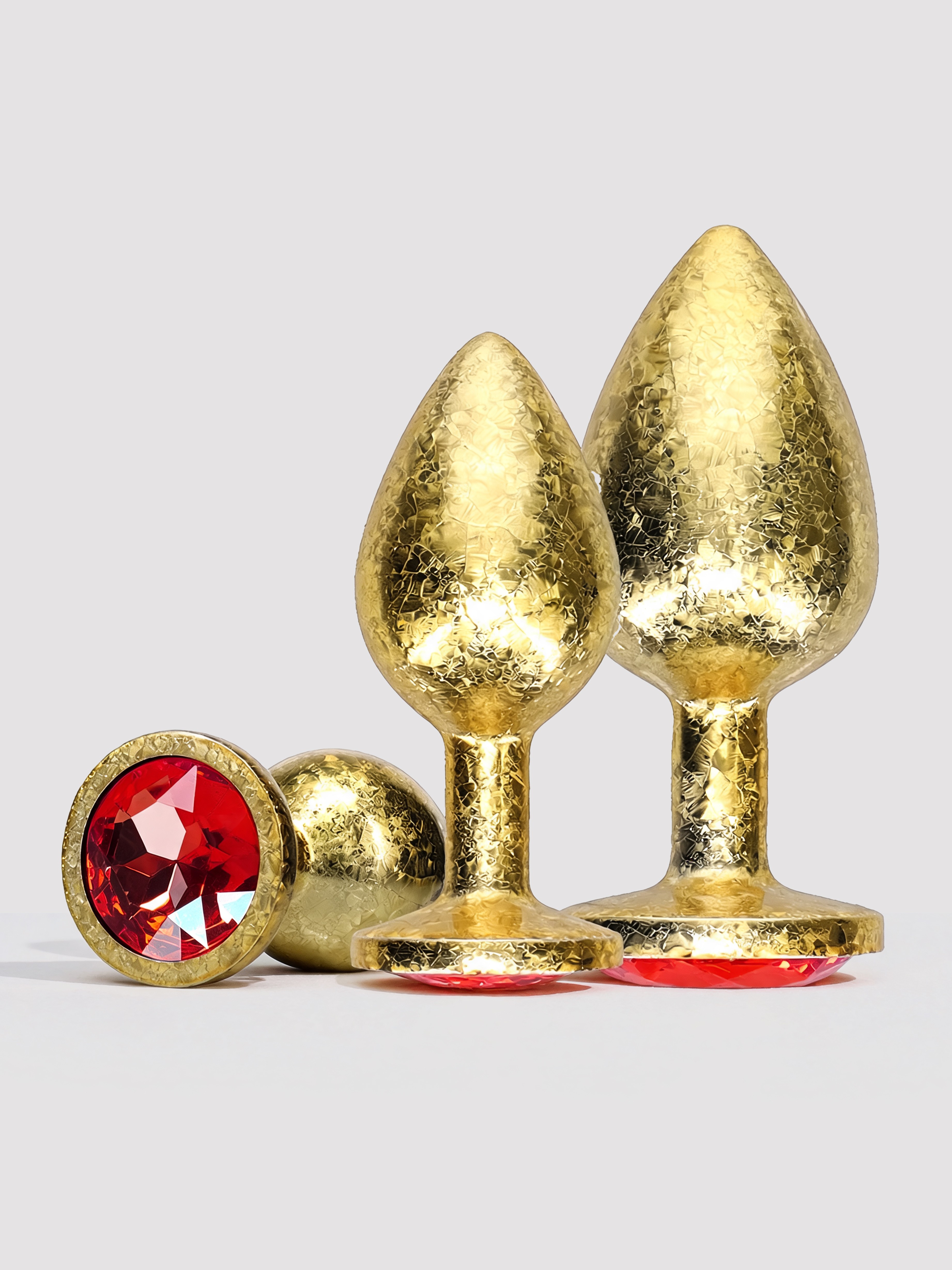 Ouch! Luxury Gold Jewelled Butt Plug Set (3 Piece), Gold, hi-res