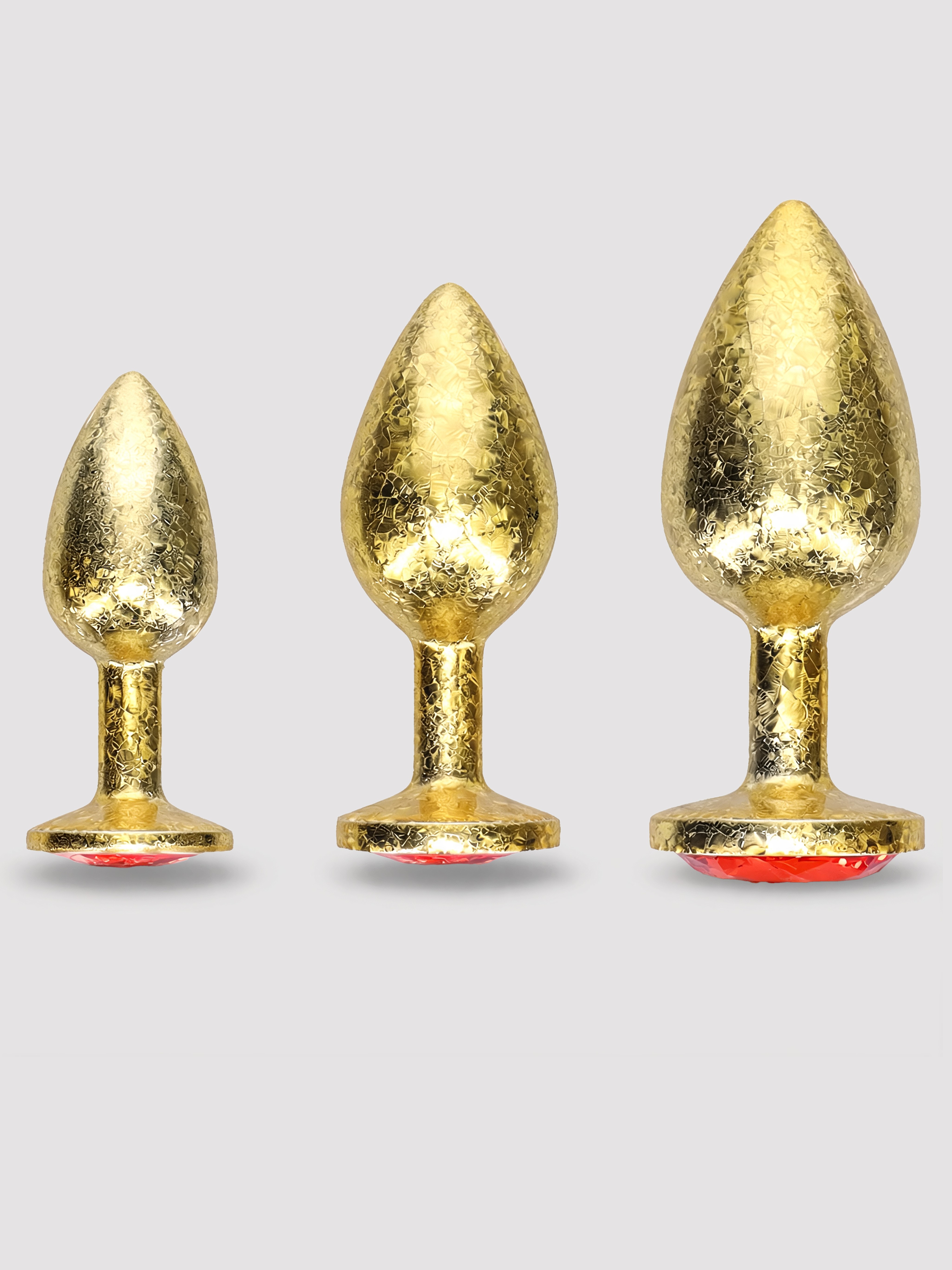 Ouch! Luxury Gold Jewelled Butt Plug Set (3 Piece), Gold, hi-res