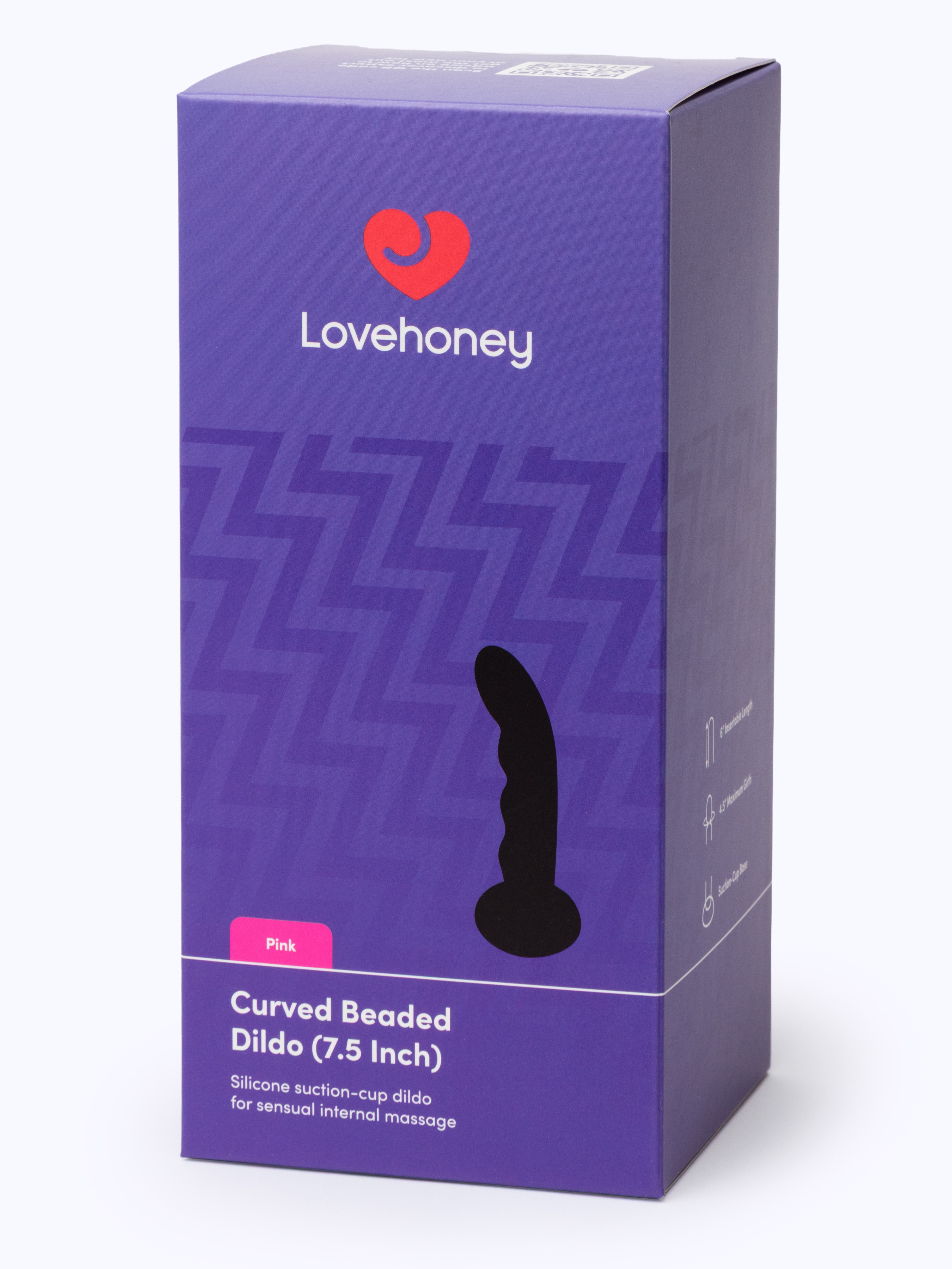 Lovehoney Curved Beaded Dildo 7.5 Inch, Pink, hi-res