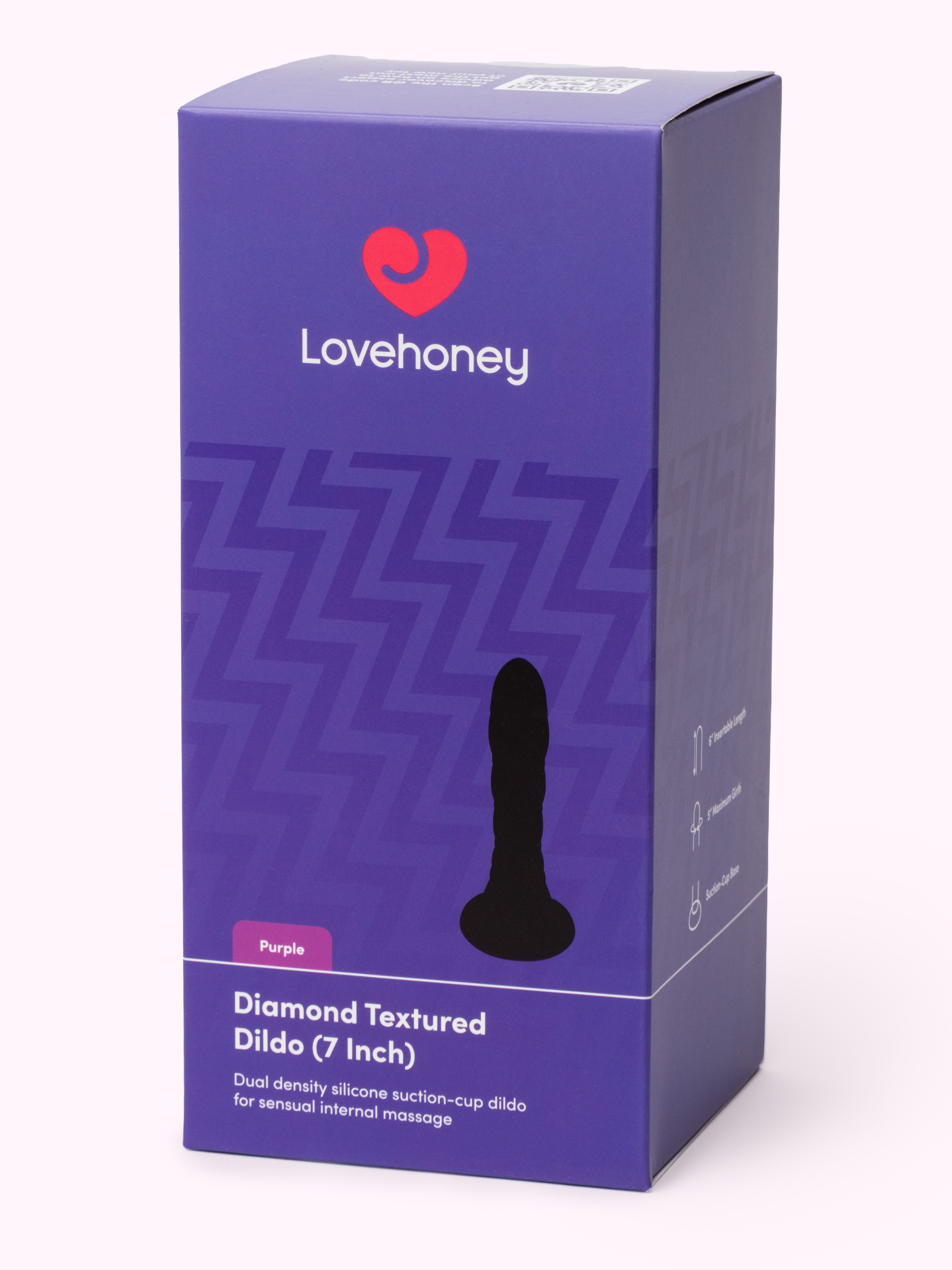 Lovehoney Diamond Texture Purple Dual Density Dildo 7 Inch, Purple, hi-res